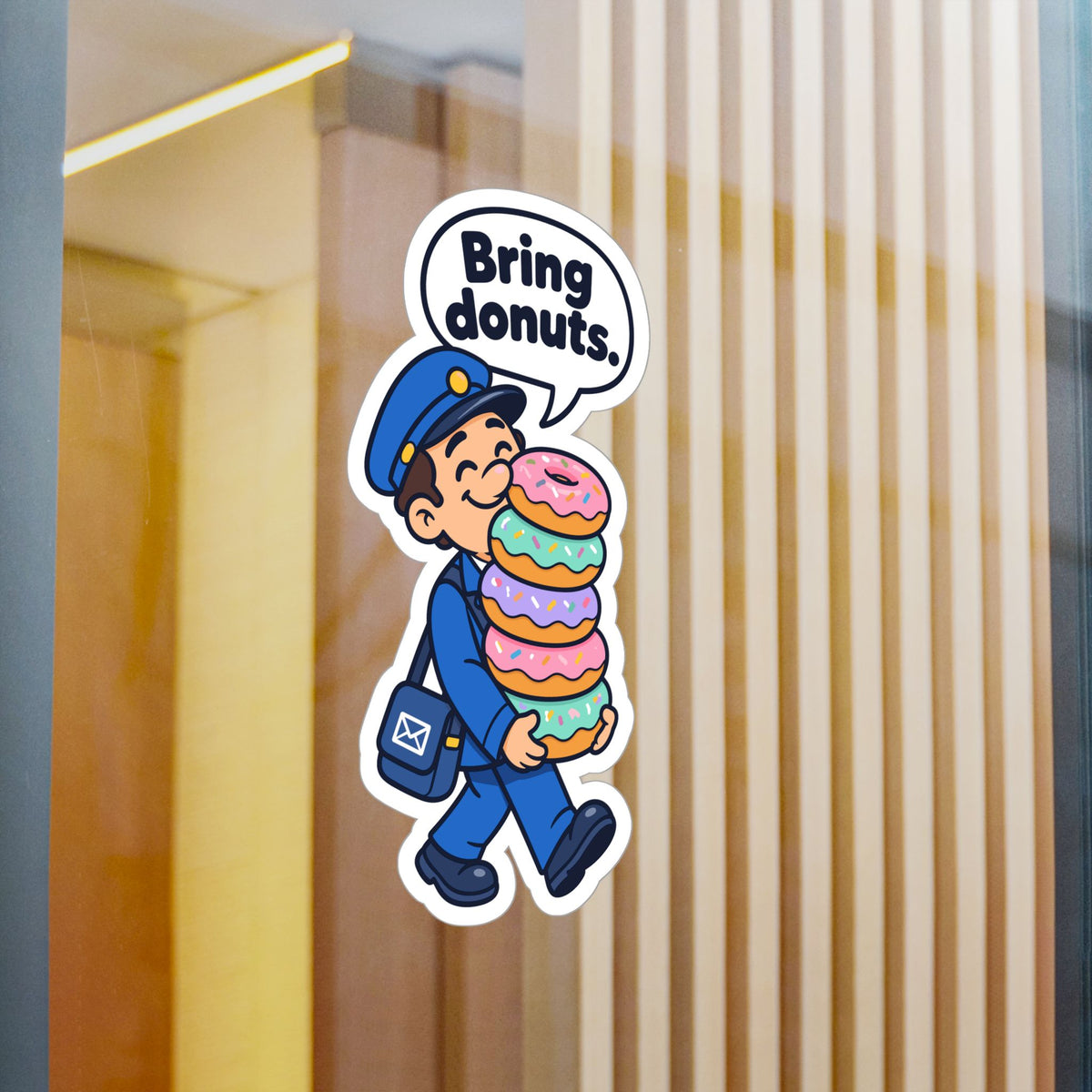 Postal Worker Sticker – Bring Donuts Funny Rural Carrier Mailbox Decals for Laptop, Water Bottle, Waterproof Vinyl