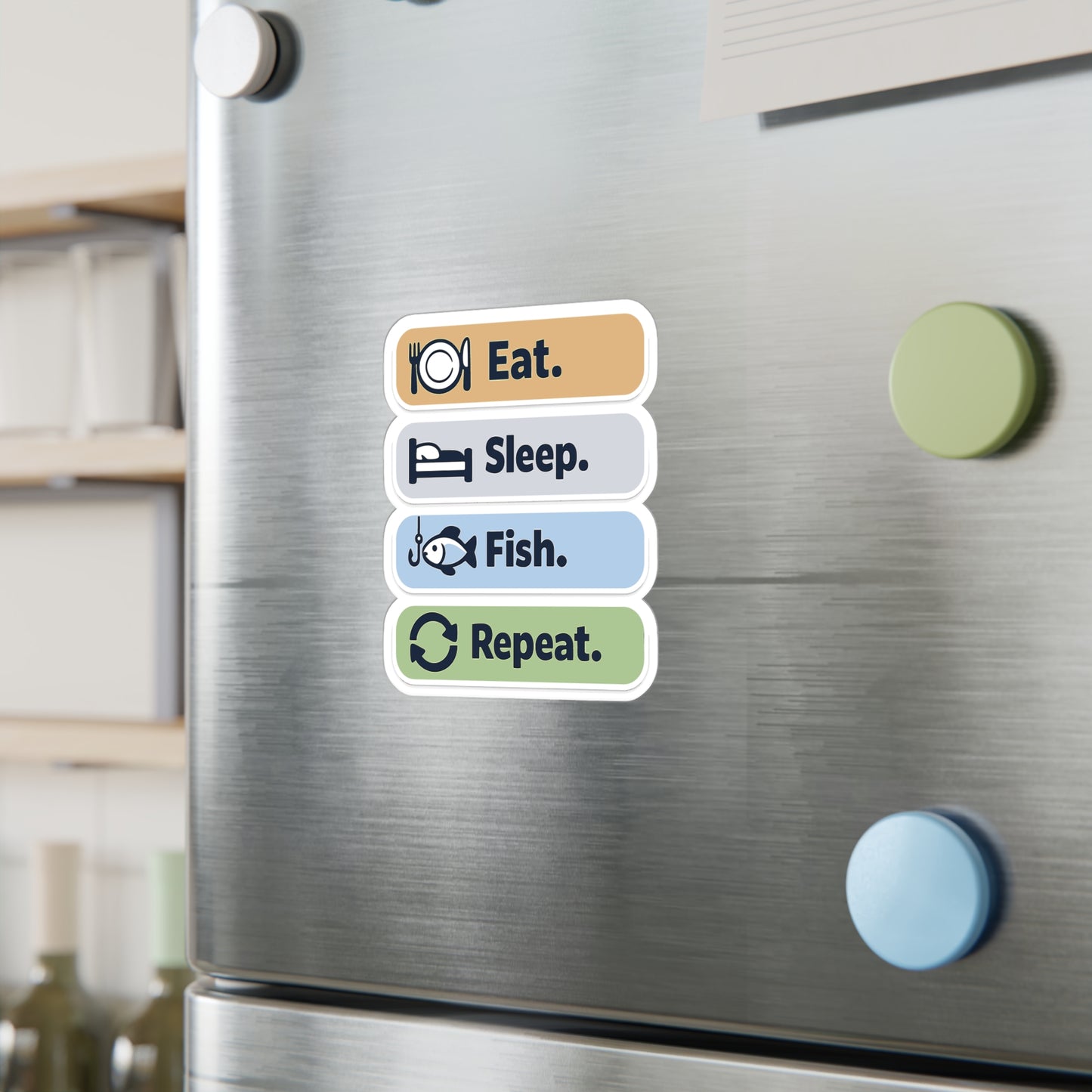 Fishing Sticker Eat. Sleep. Fish. Repeat. Waterproof Vinyl Decals for Laptop Water Bottle Angling Lake Boating Lovers