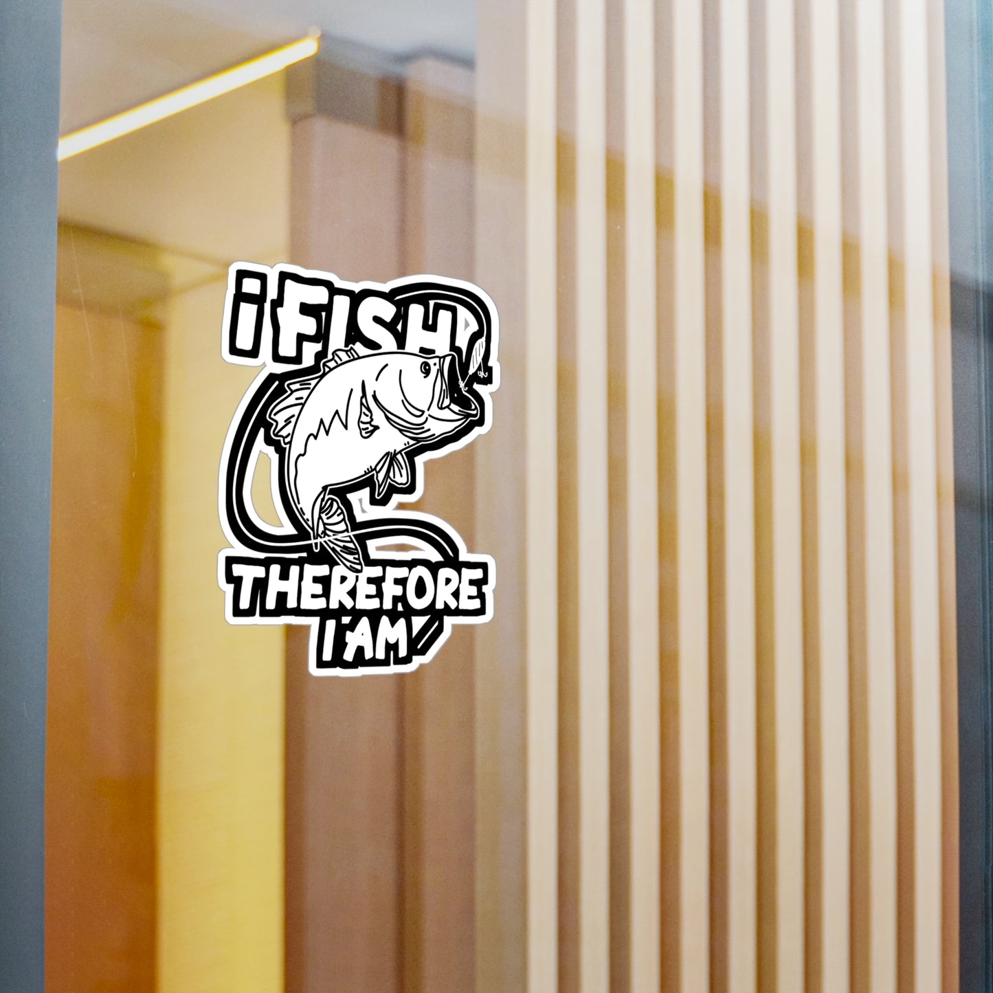 I Fish Therefore I Am - Fishing Sticker for Laptop Sticker. Water Bottle Sticker, Vinyl Angling Decal - Fishing Gift