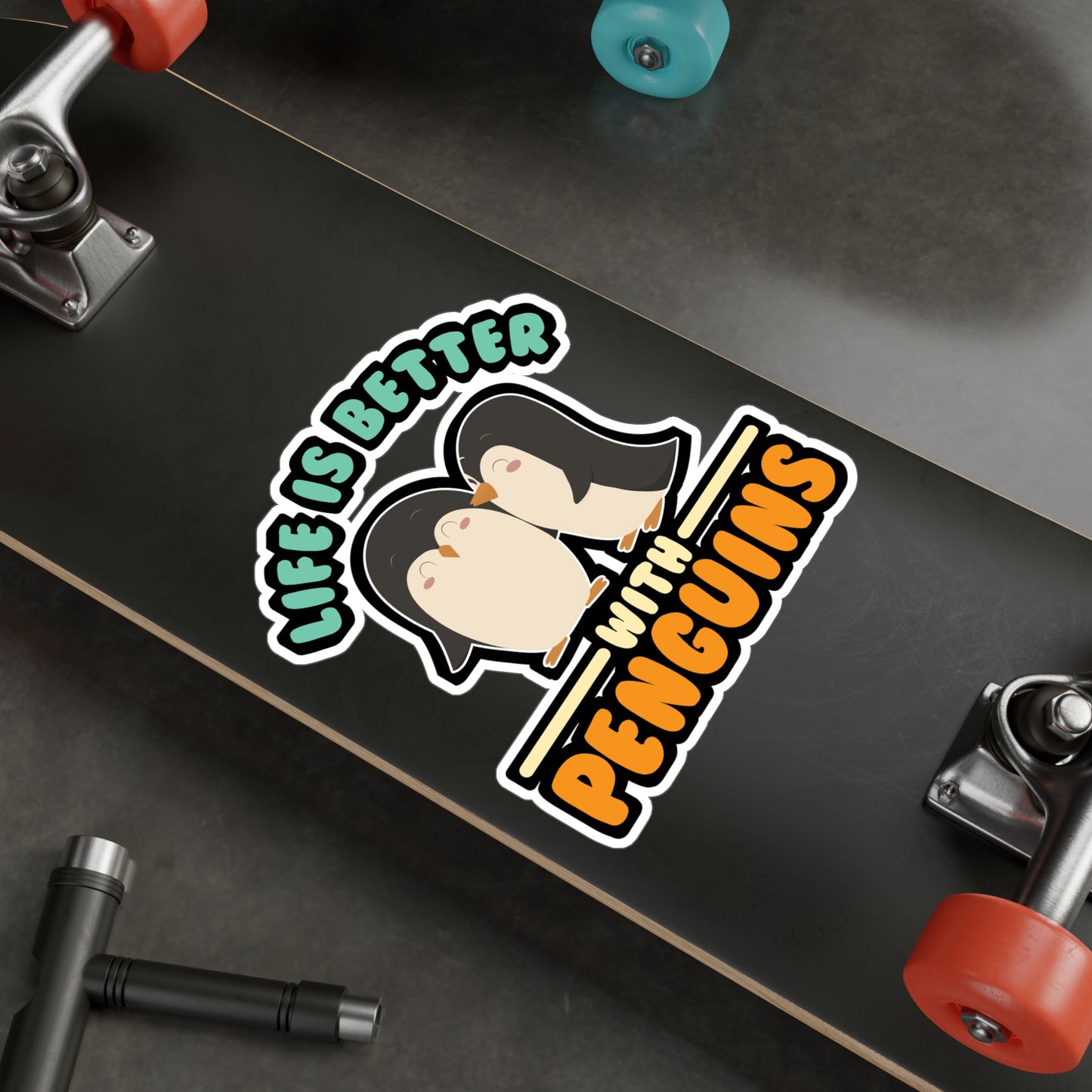 Life Is Better With Penguins - Penguin Sticker for Laptop Sticker. Water Bottle Sticker, Vinyl Small Decal - Penguin Gift