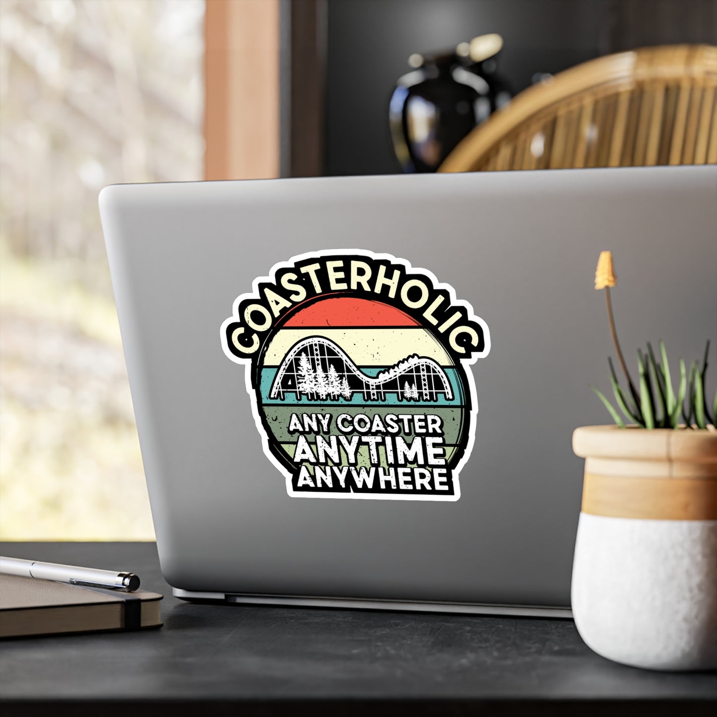 Rollercoaster Any Coaster Anytime Anywhere - Adventure Sticker for Laptop Sticker. Water Bottle Sticker, Vinyl Roller Decal - Adventure Gift