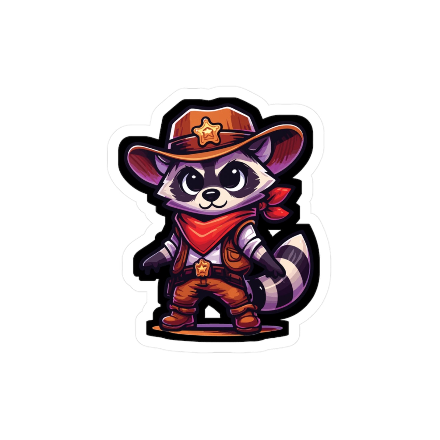 Raccoon Cowboy - Raccoon Sticker for Car Window Laptop Sticker. Water Bottle Sticker, Vinyl Cowboy Decal, Bandana Sticker - Raccoon Gift