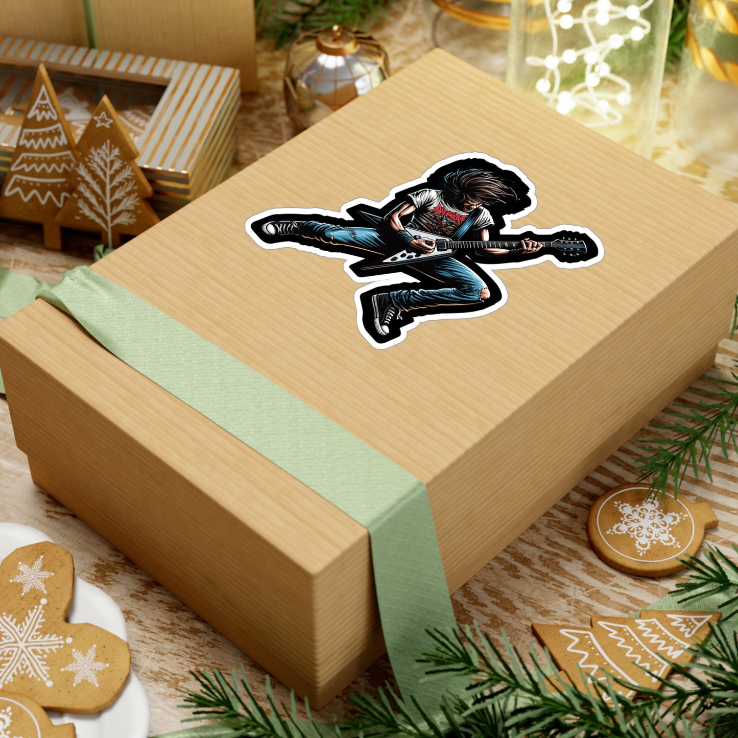 Guitar Headbang - Guitar Sticker for Car Window Laptop Sticker. Water Bottle Sticker, Vinyl Bass-player Decal, Treble Sticker - Guitar Gift