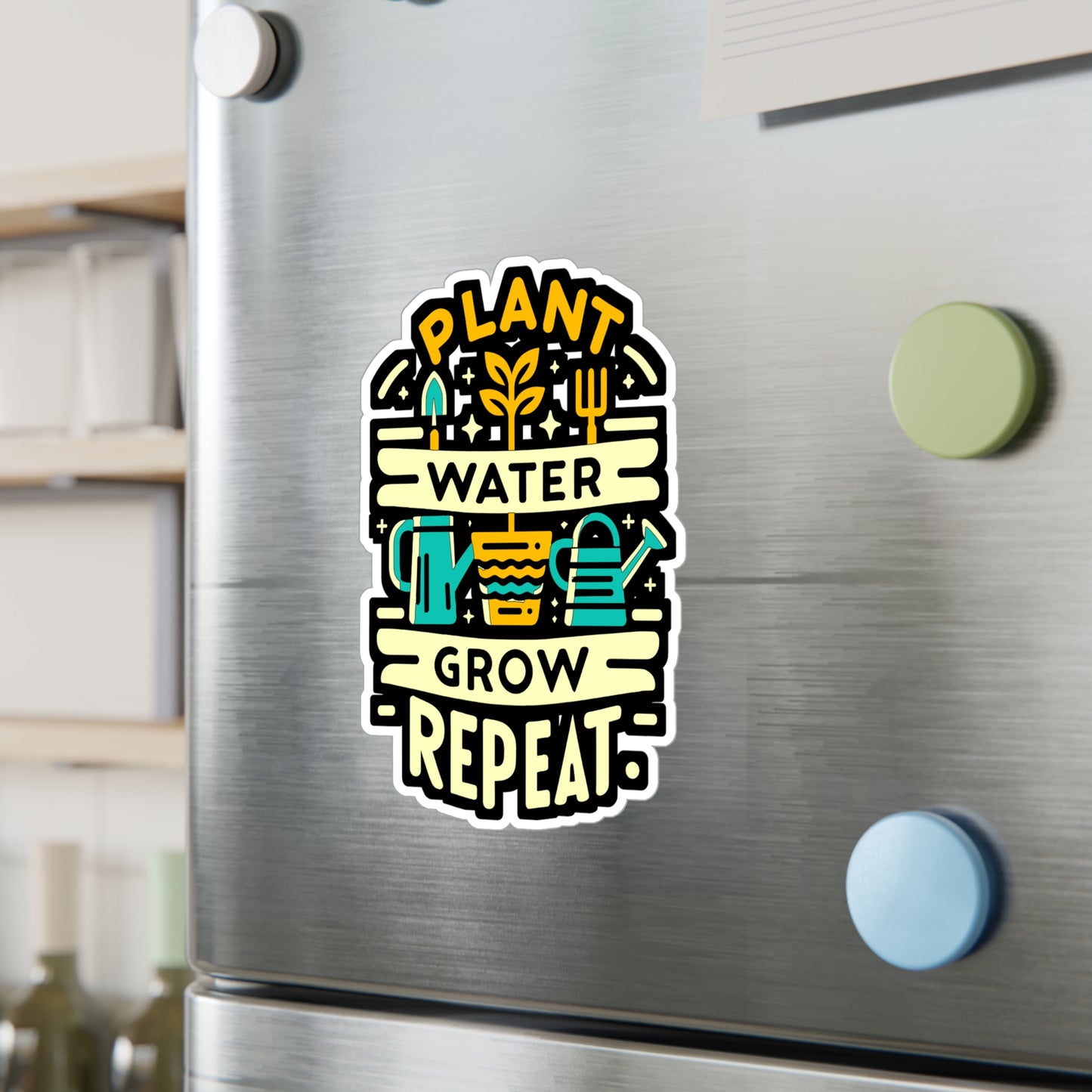 Plant Water Grow Repeat - Gardening Sticker for Laptop Sticker. Water Bottle Sticker, Vinyl Landscaper Decal - Gardening Gift