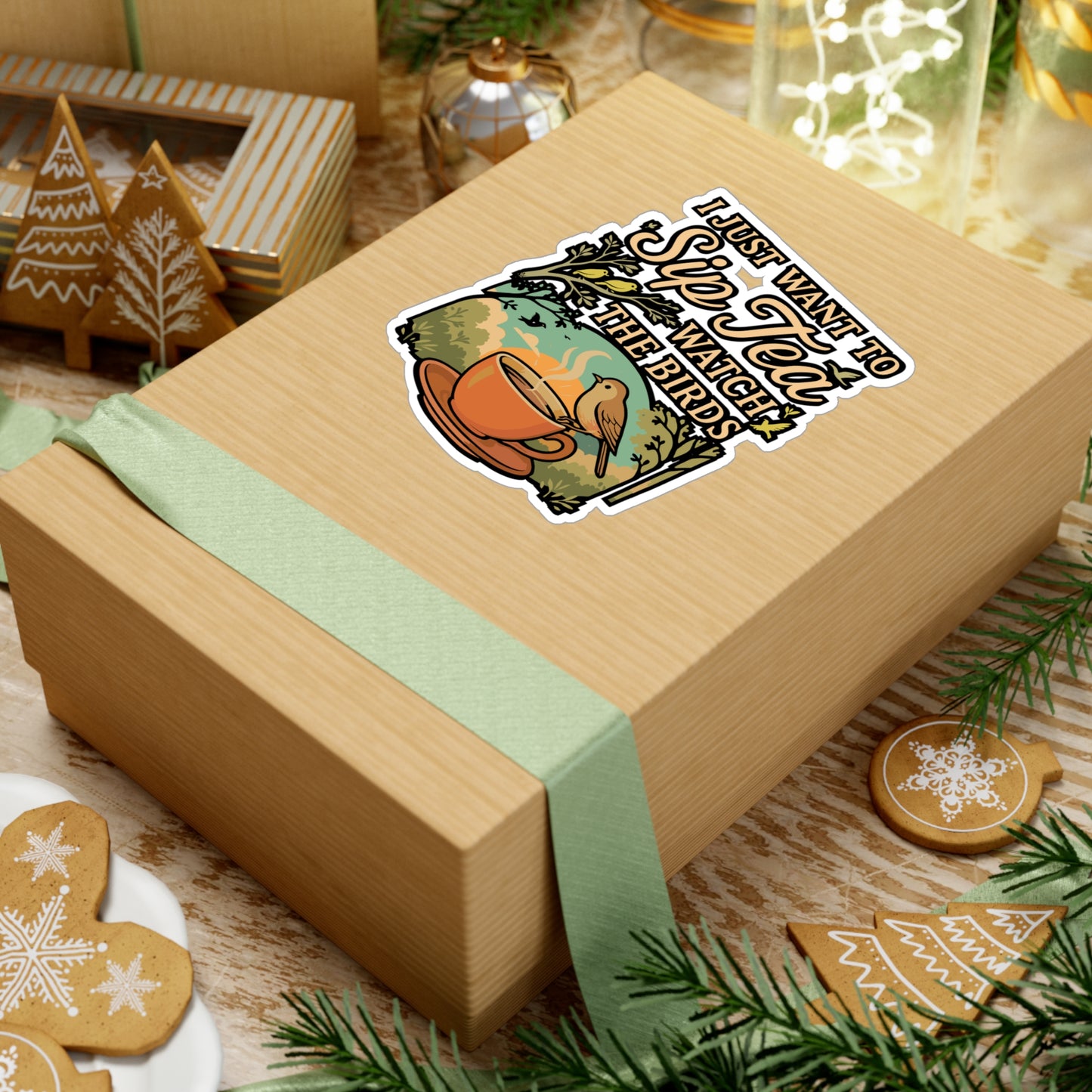 I Just Want To Sip Tea And Watch The Birds – Birdwatcher Sticker for Laptop or Water Bottle | Vinyl Binocular Decal, Bird Lover Gift