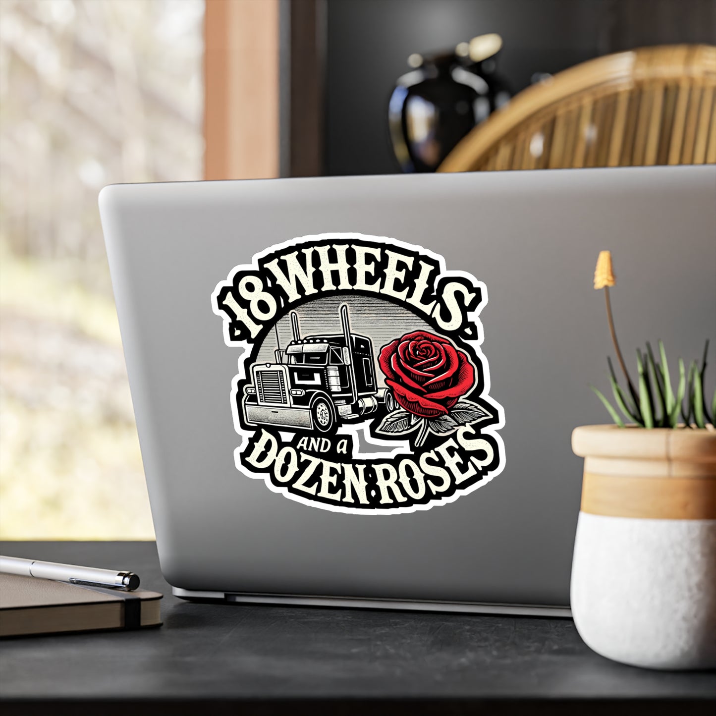 18 Wheels and a Dozen Roses - 18 wheels Sticker for Laptop Sticker. Water Bottle Sticker, Vinyl Dozen roses Decal - 18 wheels Gift