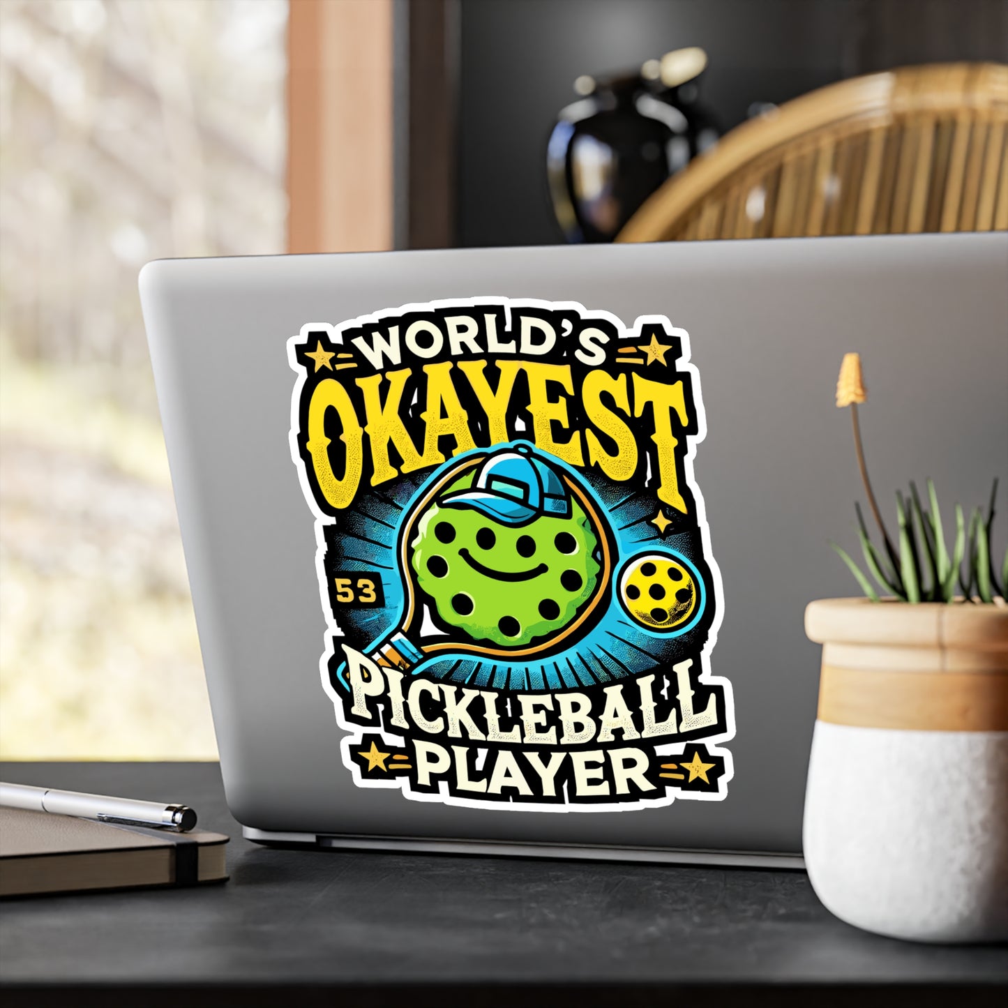 World's Okayest Pickleball Player - Pickleball Sticker for Laptop Sticker. Water Bottle Sticker, Vinyl Dink Decal - Pickleball Gift