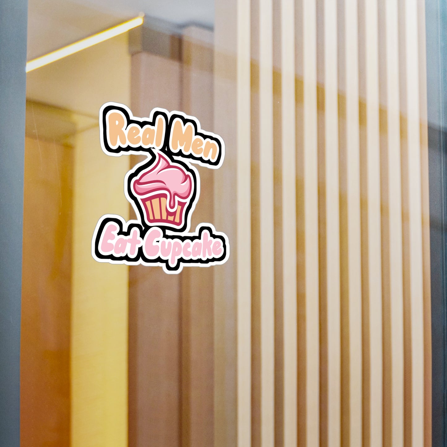 Real Men Eat Cupcake - Baker Sticker for Wall, Laptop, Window, Truck, Car Baker Gift Vinyl Baking Decal Sticker