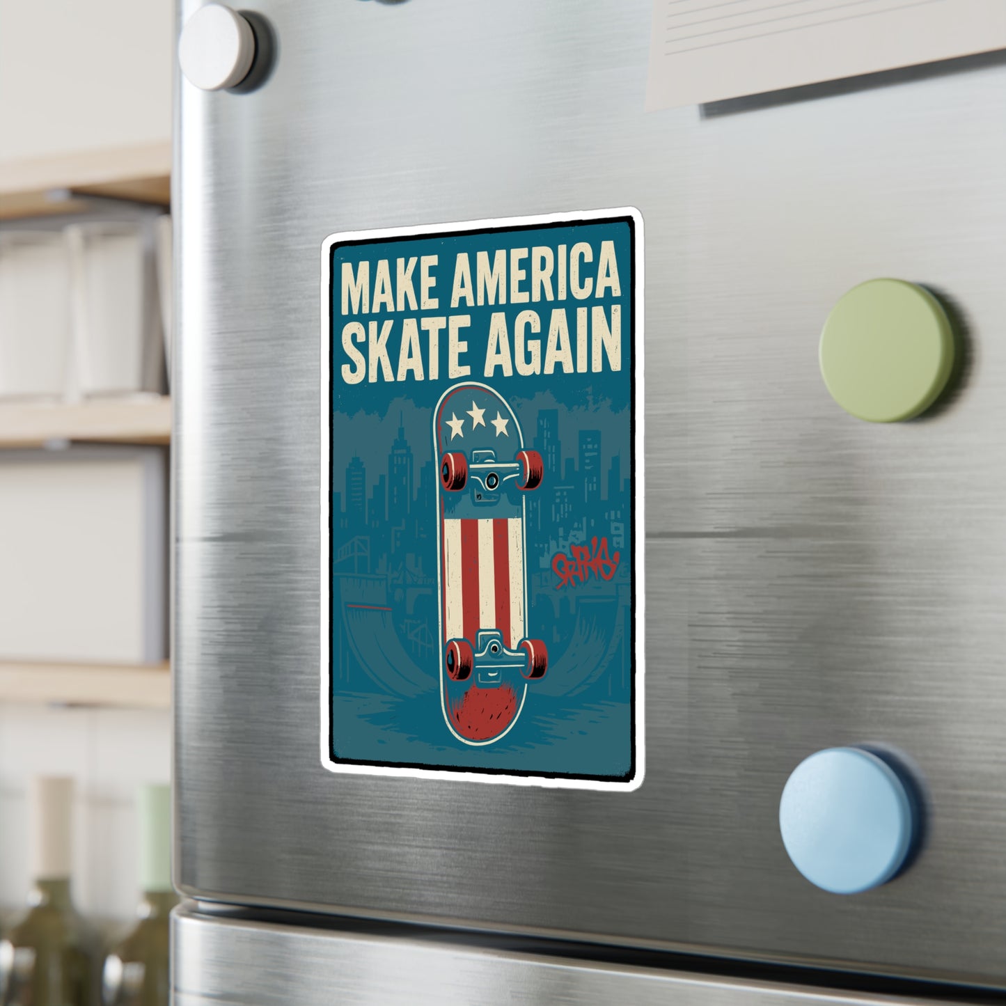 Make America Skate Again - Skateboarding Sticker for Laptop, Water Bottle, Teens & Skater Gifts