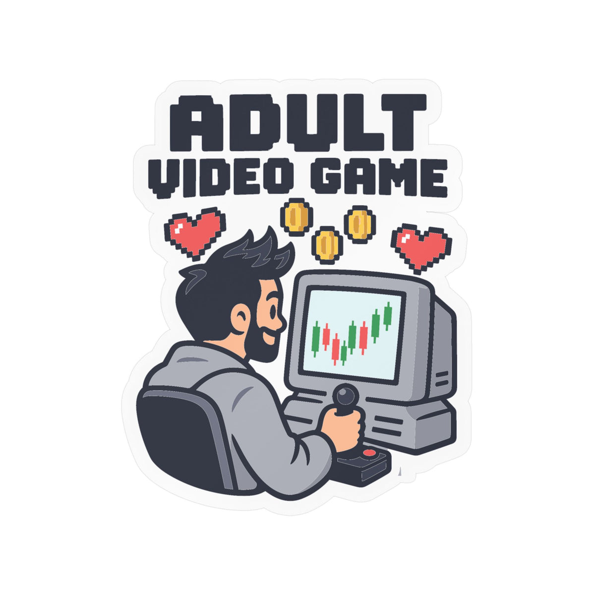 Day Trading Sticker - Adult Video Game Design for the Stock Market and Forex Trader, Laptop and Water Bottle Decals