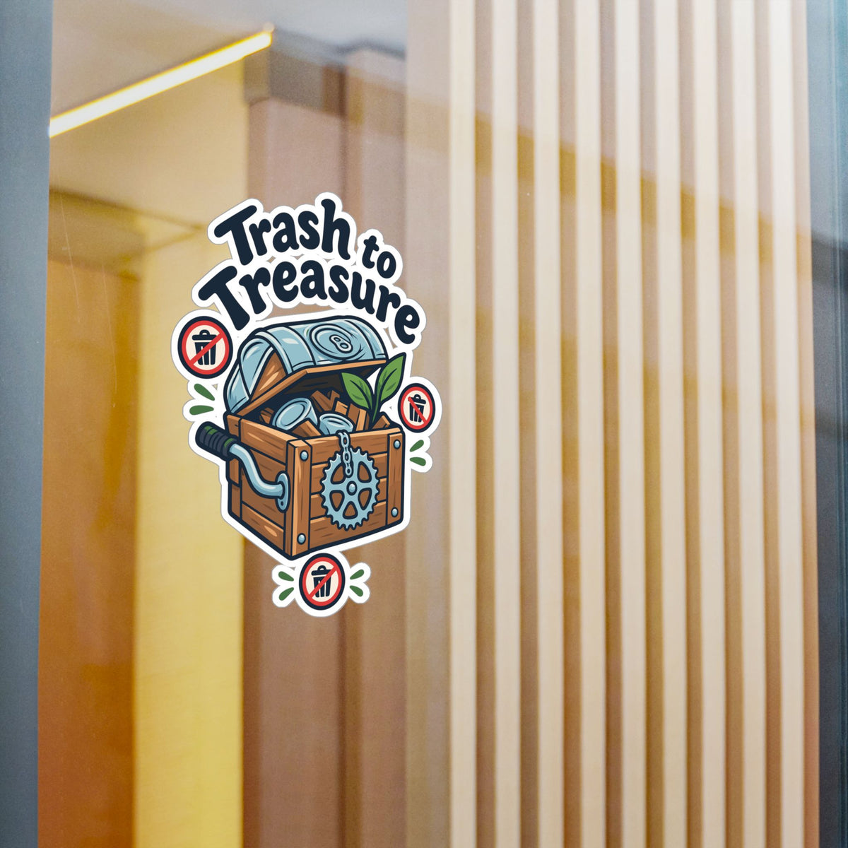 Upcycling Sticker - Trash To Treasure Recycling Art, Sustainability Decals for Laptop and Water Bottle