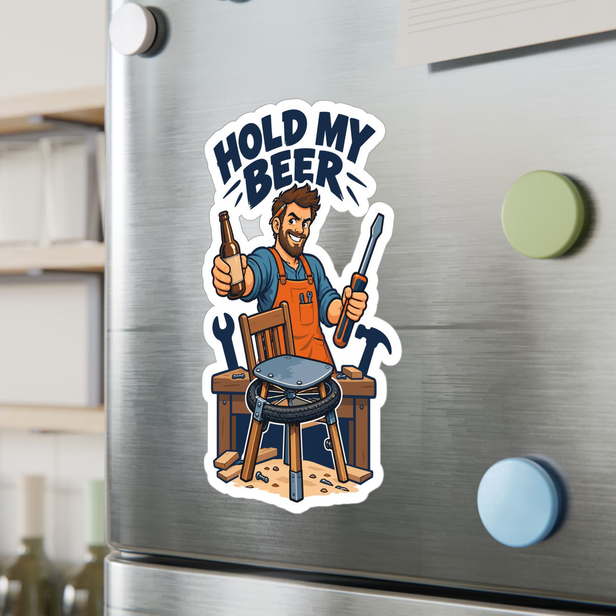 Upcycling Sticker - Hold My Beer Art Decals for Laptop and Water Bottle, Celebrating Recycling and Sustainability