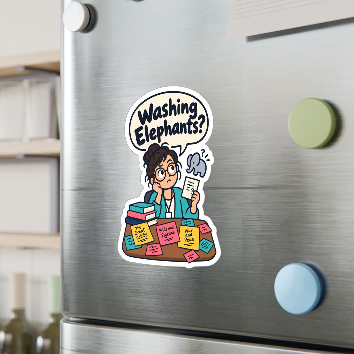 Librarian Sticker - Washing Elephants? Fabulous and Magical Unicorn Decals for Laptop or Water Bottle