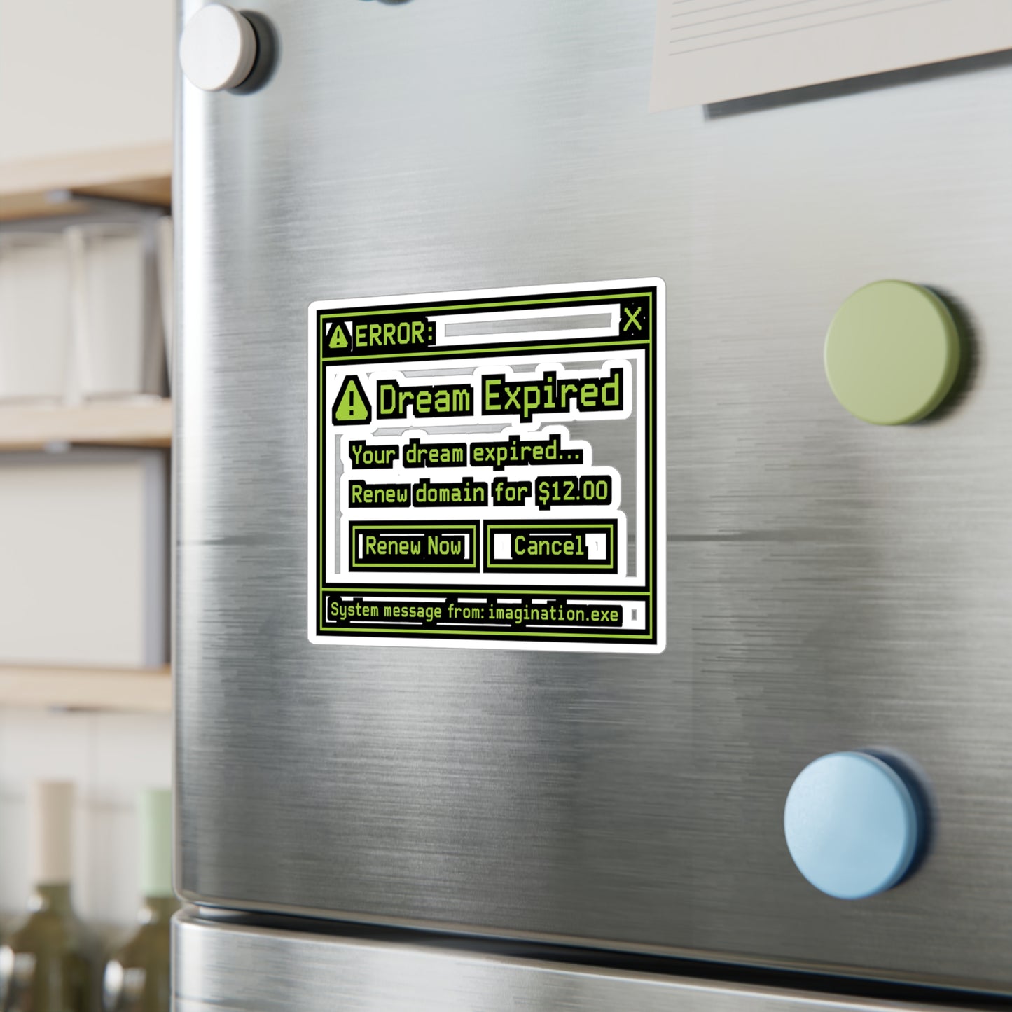 Nerd Sticker – "Your dream expired… renew domain for $12" Programming Decals, Coding Student Gift for Laptop, Waterproof Vinyl