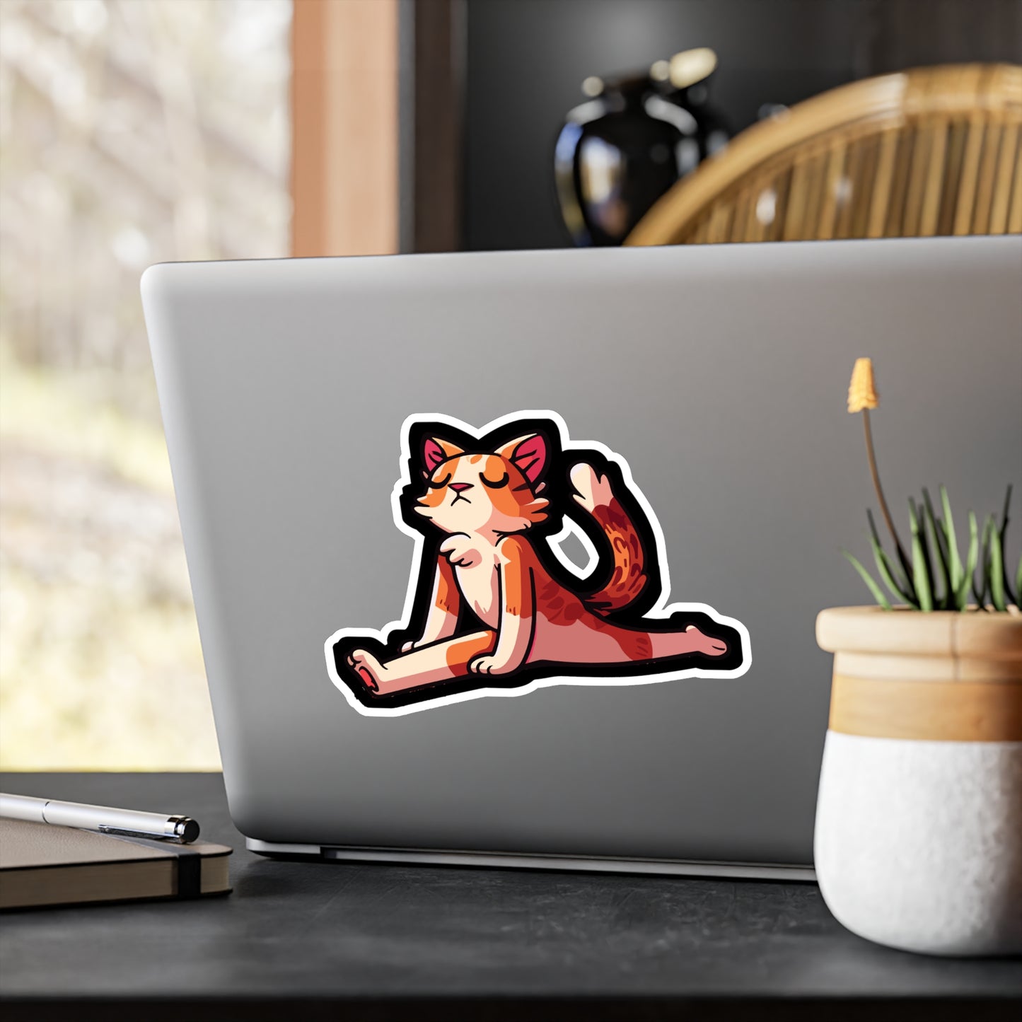 Yoga Namaste Cat - Yoga Sticker for Car Window Laptop Sticker. Water Bottle Sticker, Vinyl Philoslothical Decal, Funny Sticker - Yoga Gift