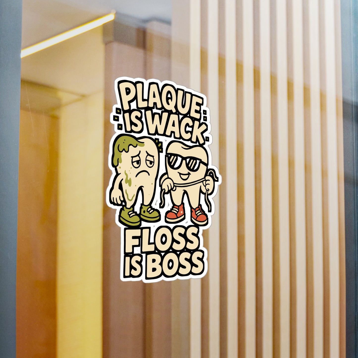 Plaque Is Wack Floss Is Boss – Dentist Sticker for Laptop or Water Bottle | Funny Vinyl Dental Decal & Oral Hygiene Gift
