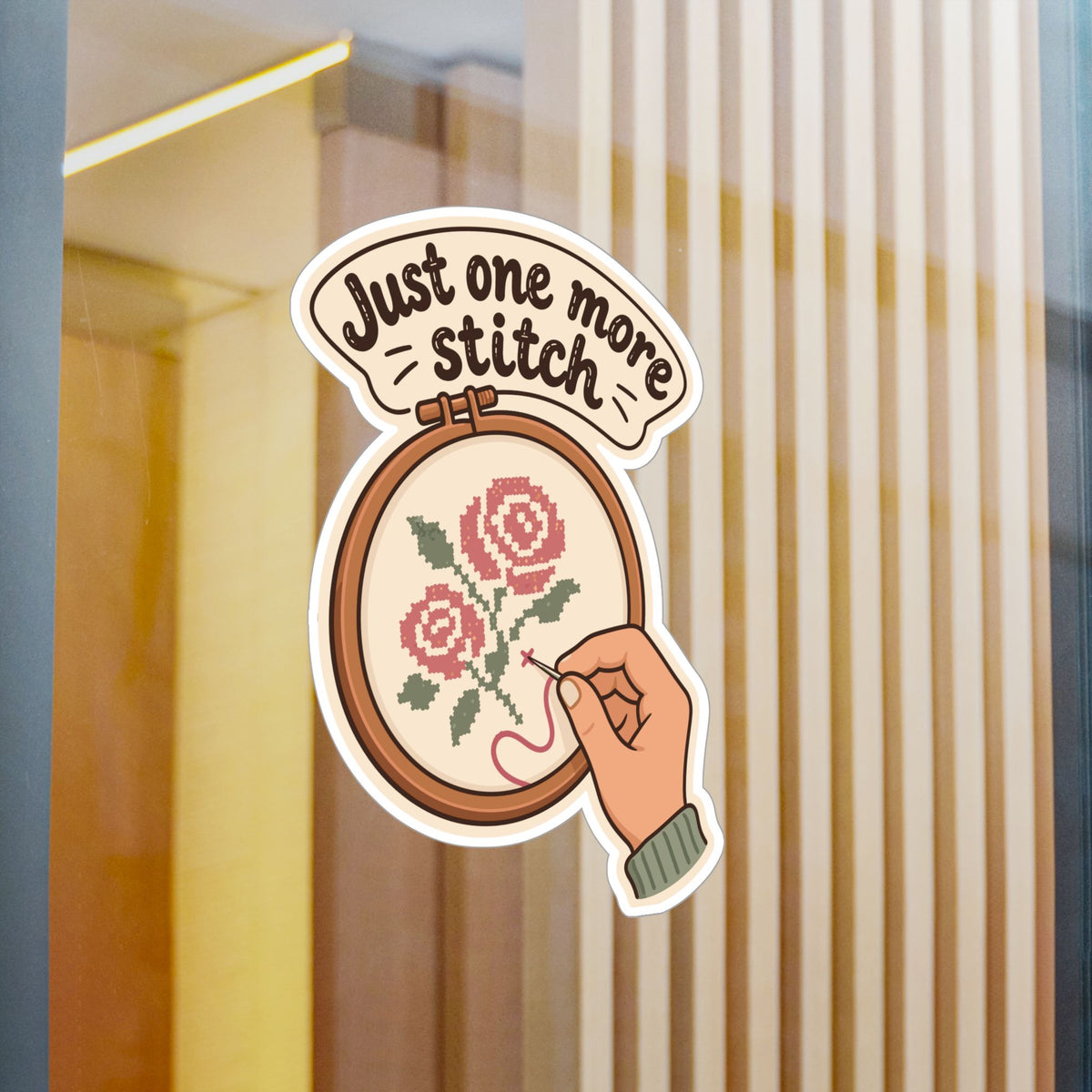 Embroidery Sticker – Just One More Stitch Decals for Needlework Lovers and Stitching Fans, Crafting Decor for Laptop or Water Bottle