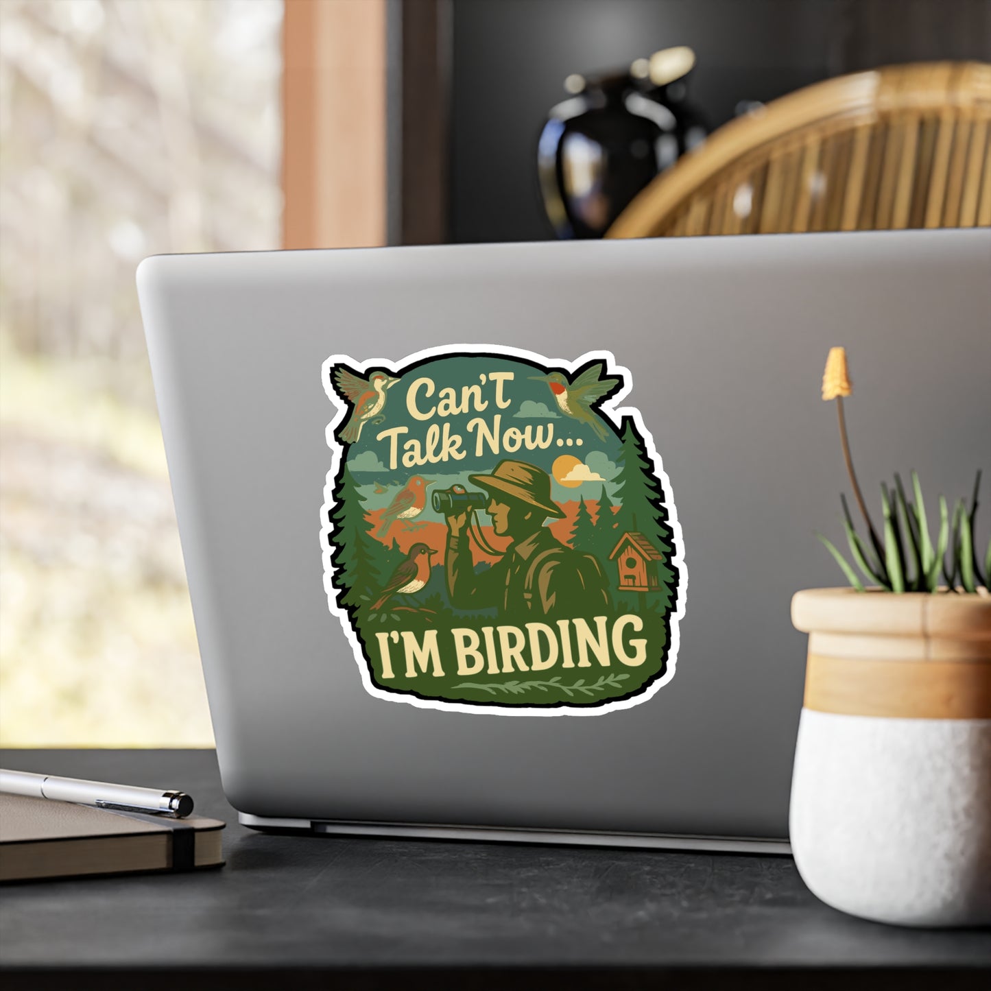 Birds Sticker "Can't Talk Now...I'm Birding" Decals for Bird Lover, Bird Mom, Bird Nerd – Waterproof Vinyl for Laptop, Water Bottle