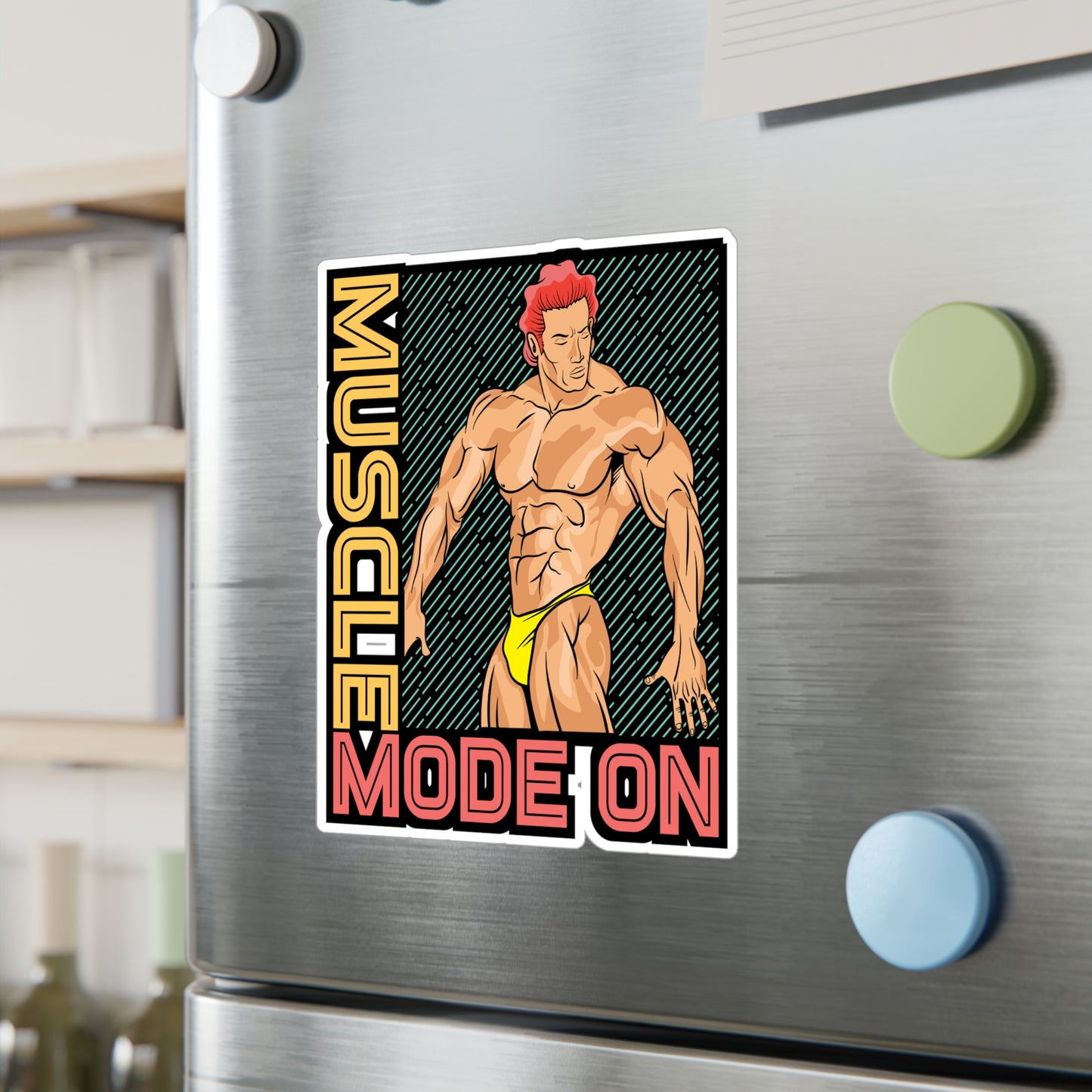 Muscle Mode On - Workout Sticker for Car Window Laptop Sticker. Water Bottle Sticker, Vinyl Gym Decal, Fitness Sticker - Workout Gift