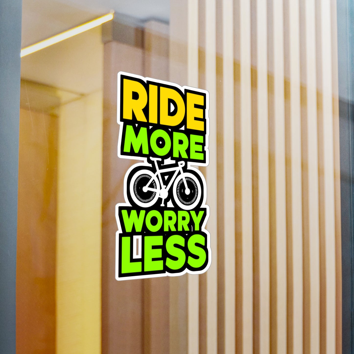 Ride more, worry less   - Cycling Sticker for Window Laptop Sticker. Water Bottle Sticker, Vinyl Cyclist Decal - Cycling Gift
