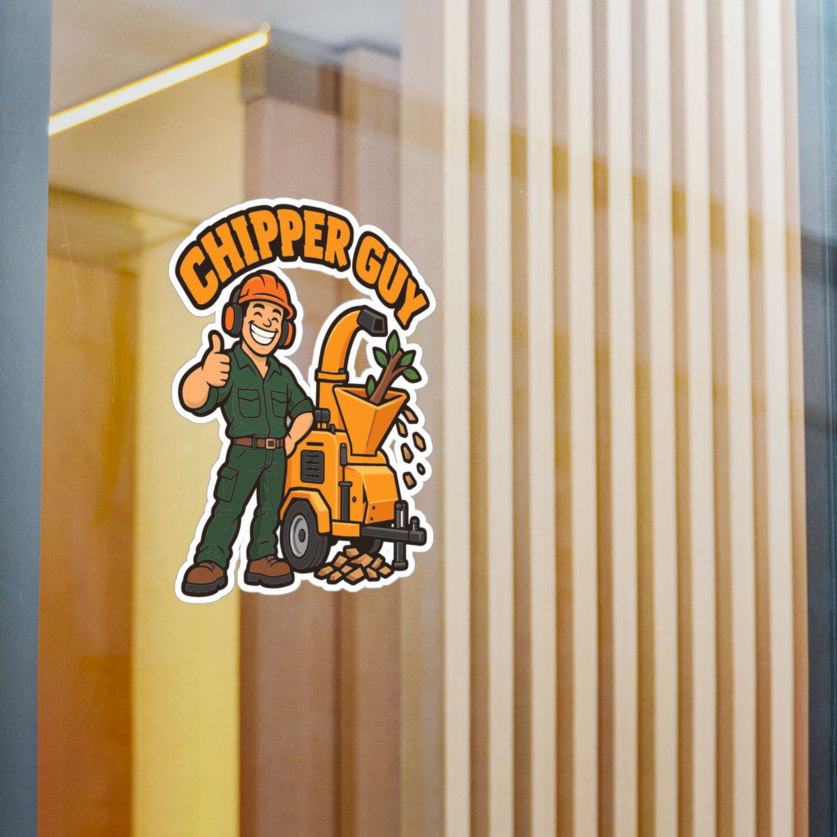 Tree Sticker Chipper Guy - Funny Tree Worker and Branch Manager Design, Decals for Laptop and Water Bottle