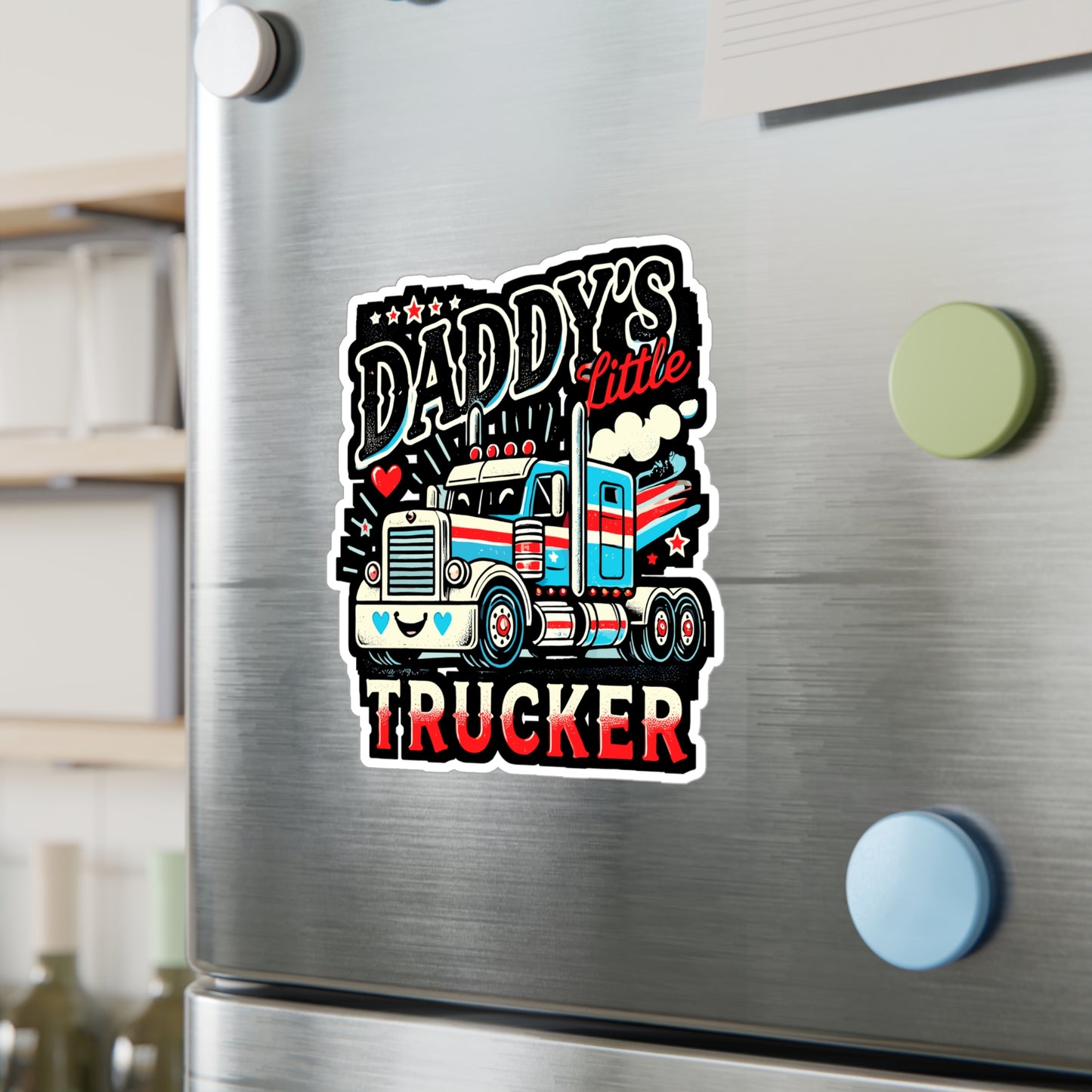 Daddy's Little Trucker - Trucking family Sticker for Laptop Sticker. Water Bottle Sticker, Vinyl Cute trucker Decal - Trucking family Gift