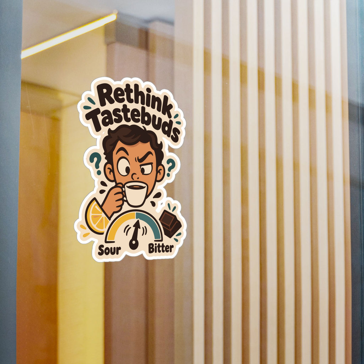 Espresso Sticker "Rethink Tastebuds" – Coffee Lover Decals for Your Grinder or Digital Scale