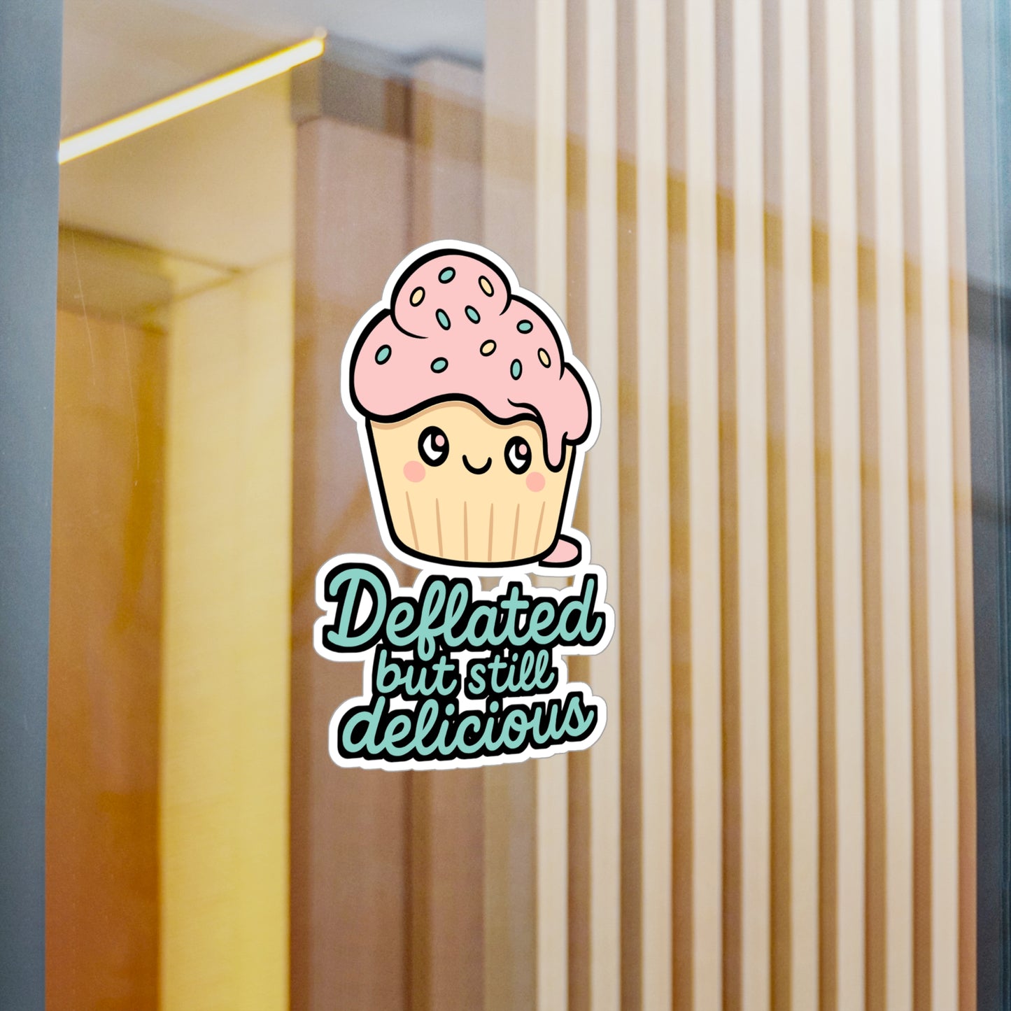 Cupcake Sticker – Deflated But Still Delicious Decals for Laptop, Water Bottle – Sweet Vinyl, Waterproof Cupcake Design