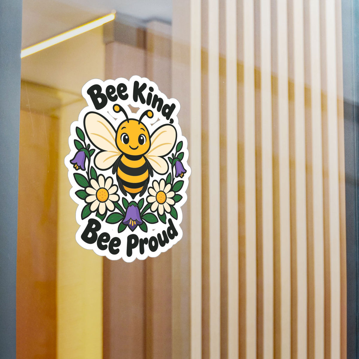 Plants Sticker - Bee Kind, Bee Proud Dandelion Design Inspired by Nature and Friendship, Decals for Laptop and Water Bottle