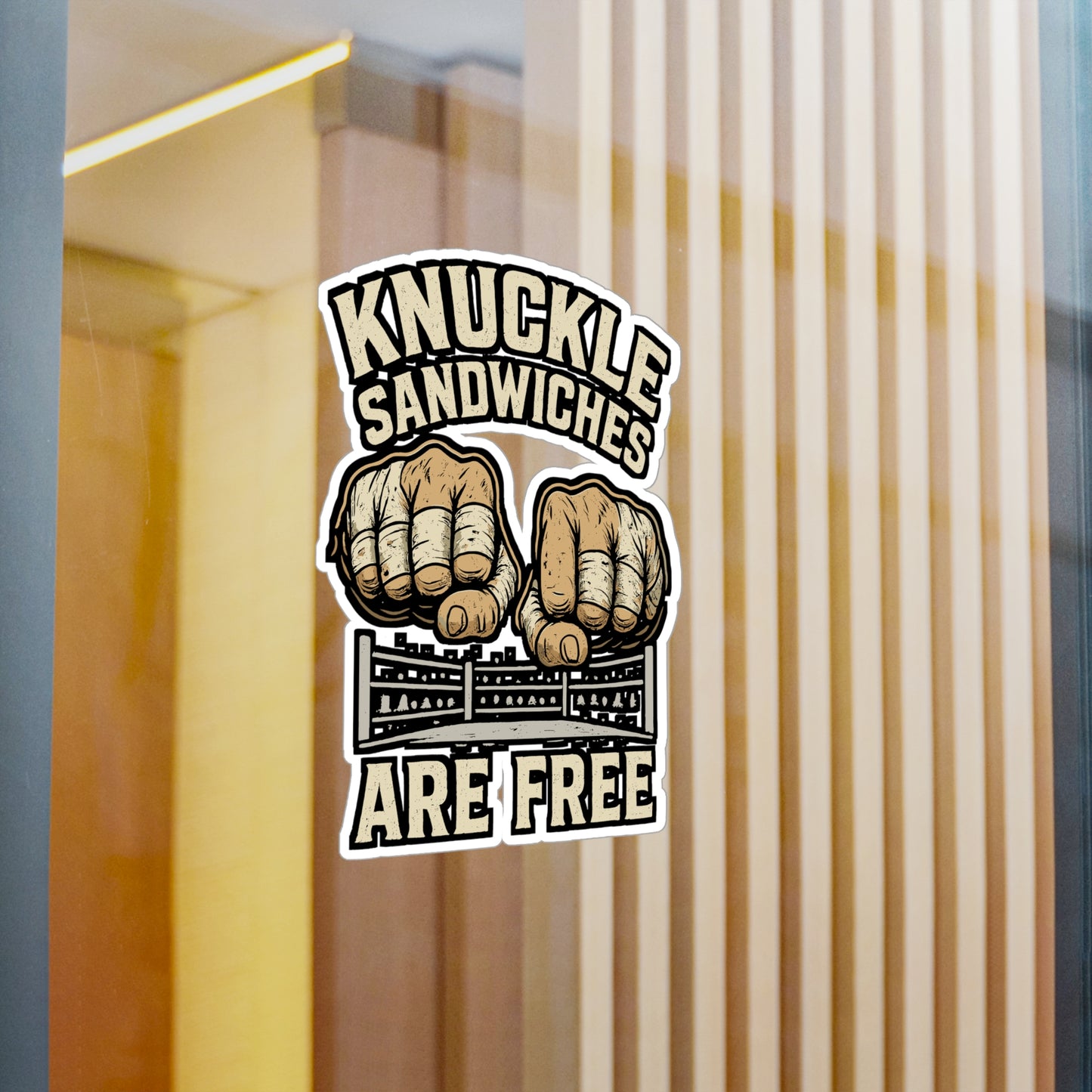 Knuckle Sandwiches Are Free - Boxing Sticker for Laptop, Water Bottle - Funny Gift for Boxers, Gym Fans, Sports Enthusiasts