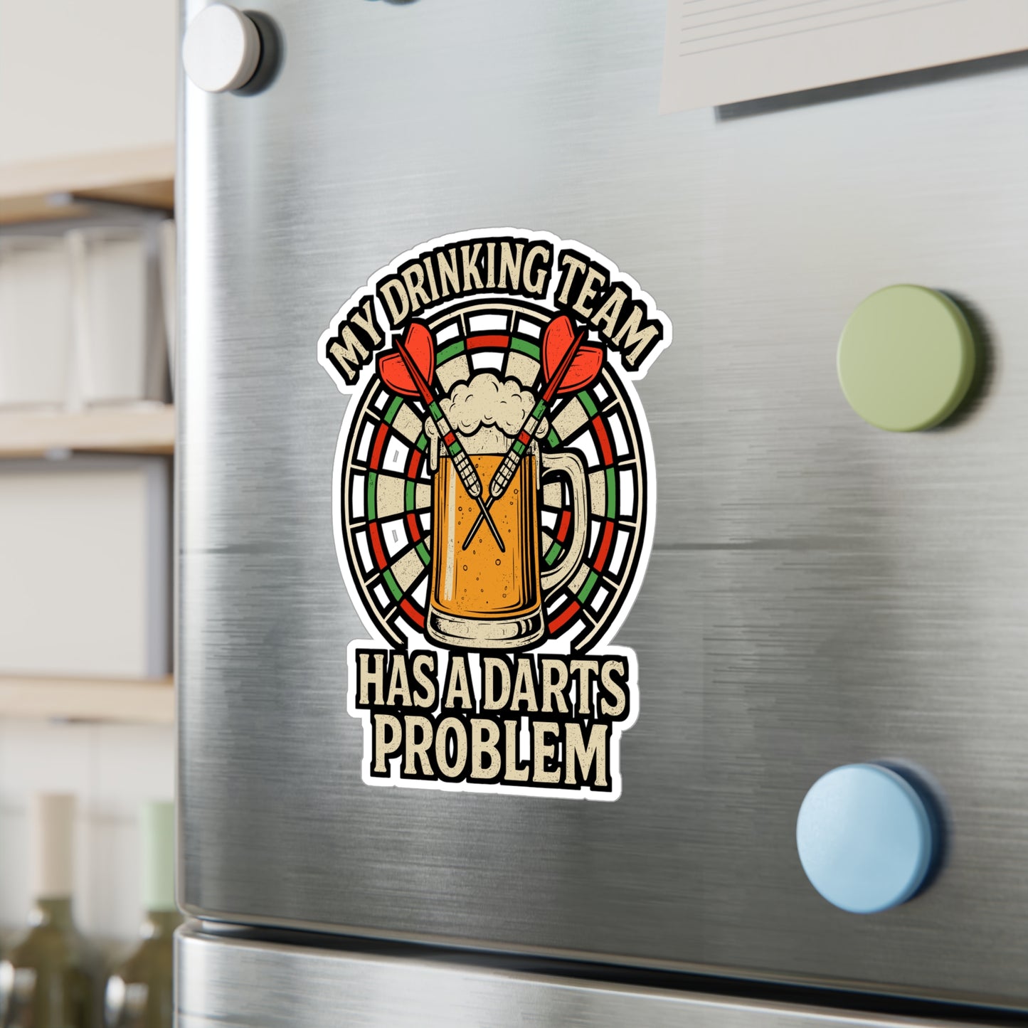 My Drinking Team Has a Darts Problem – Funny Dart Sticker for Laptop or Water Bottle | Vinyl Dartboard Decal, Gift for Dart Players