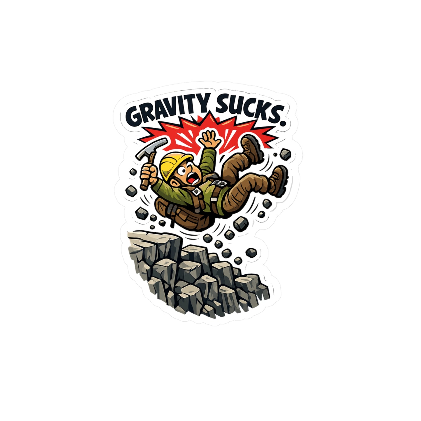 Geologie Sticker “Gravity sucks.” Funny geology decals for laptop, water bottle, waterproof vinyl with rocks, minerals, tectonics theme