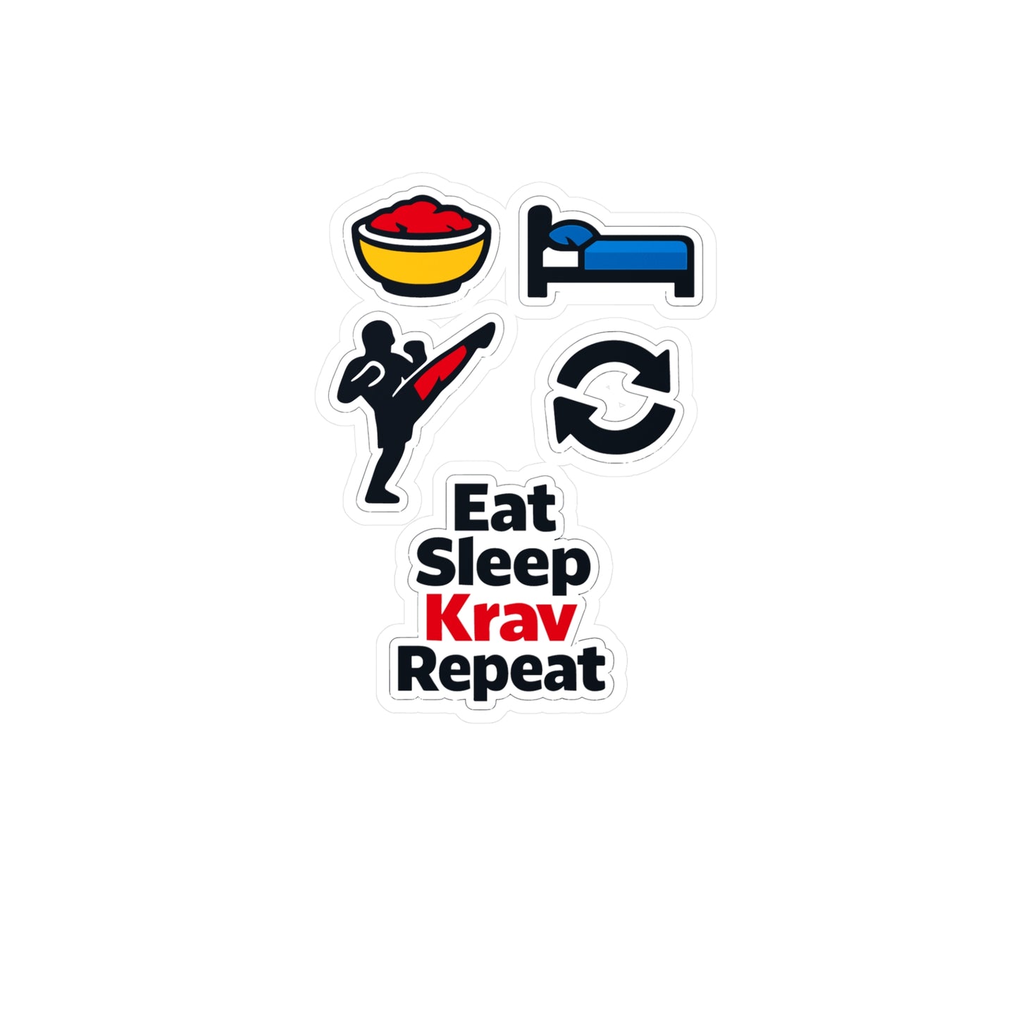 Krav Maga Sticker Eat Sleep Krav Repeat – Waterproof Vinyl Decals for Laptop, Water Bottle, Martial Arts Self Defense Fitness
