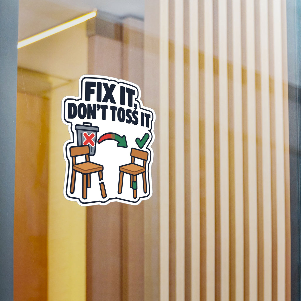 Upcycling Sticker - Fix It, Don’t Toss It - Recycling Art Decals Celebrating Sustainability for Laptop and Water Bottle
