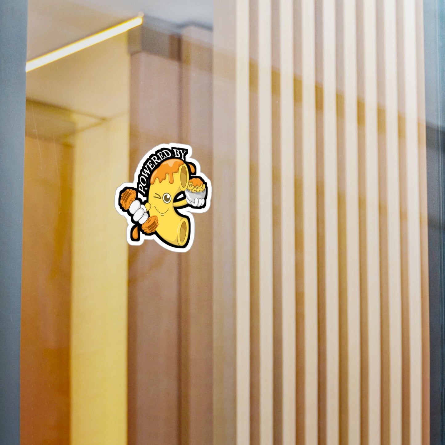 Mac & Cheese Powered By - Macaroni Sticker for Laptop Sticker. Water Bottle Sticker, Vinyl Mac Decal - Macaroni Gift