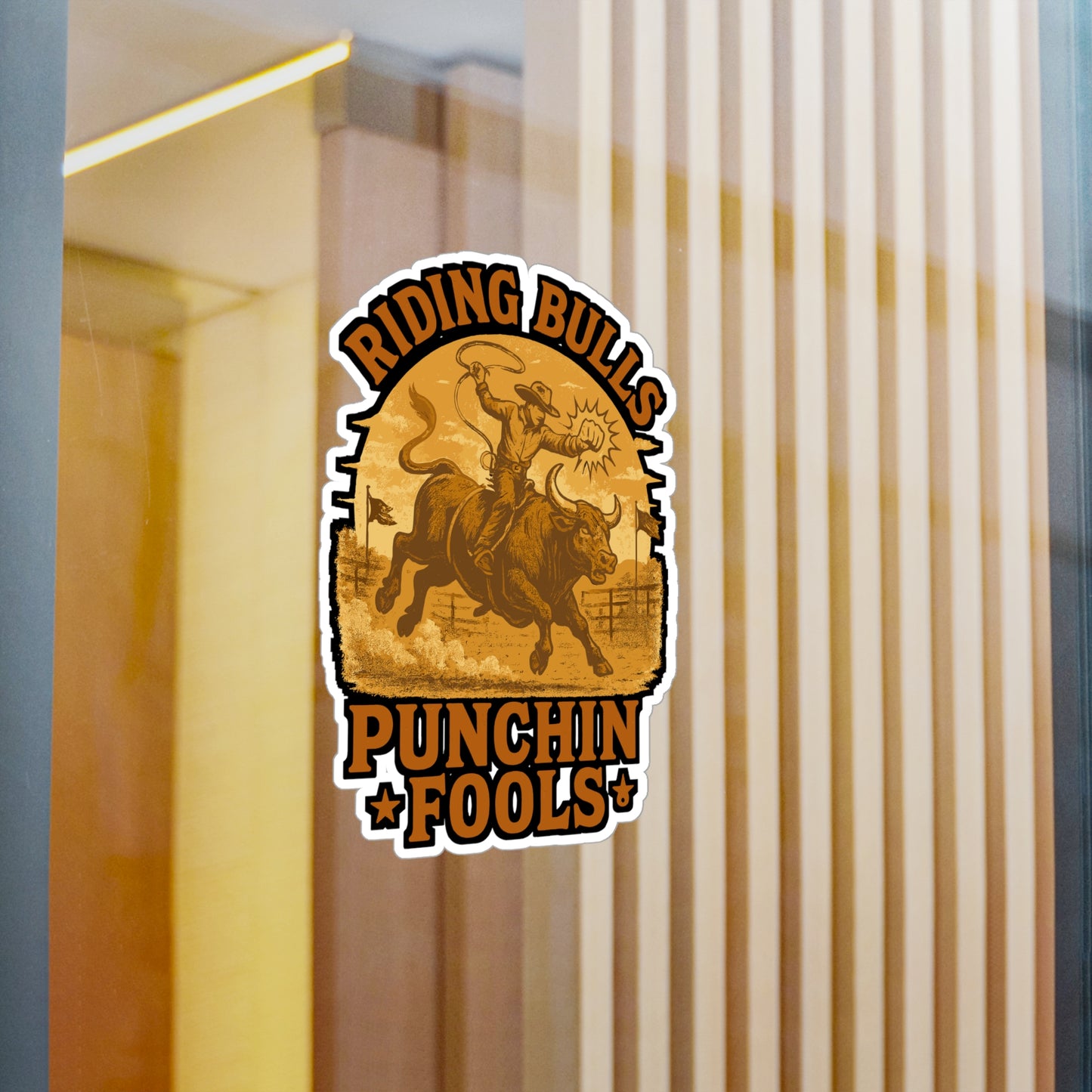 Riding Bulls Punchin Fools - Bull Riding Sticker for Laptops, Water Bottles - Gift for Rodeo Fans, Cowboys, Western Lovers