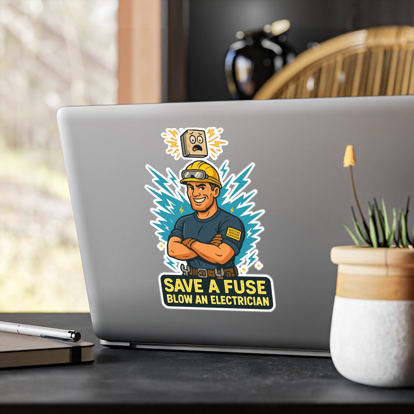 Save A Fuse Blow An Electrician - Electrician Sticker for Laptop, Tool Box, Tech Gift for Men