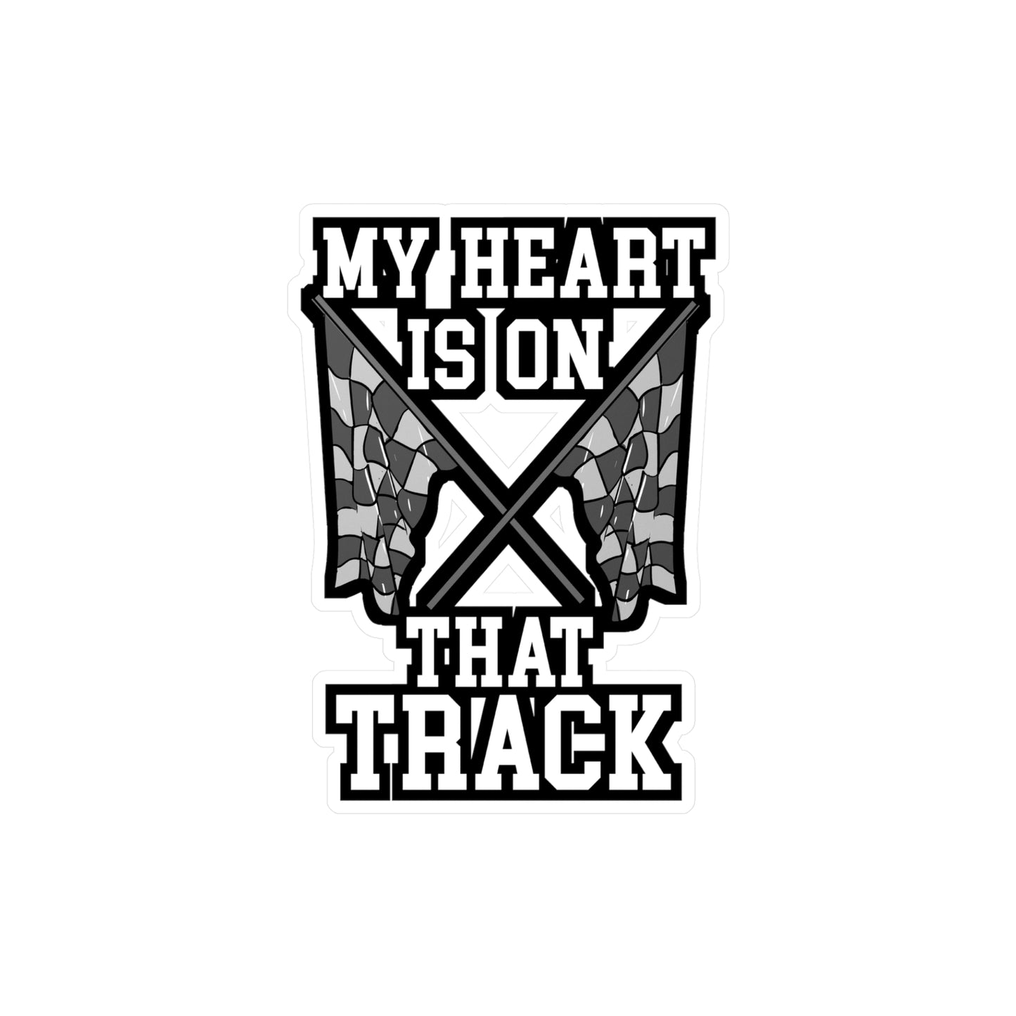 My Heart Is On That Track - Cone Sticker for Laptop Sticker. Water Bottle Sticker, Vinyl Car-racing Decal - Cone Gift