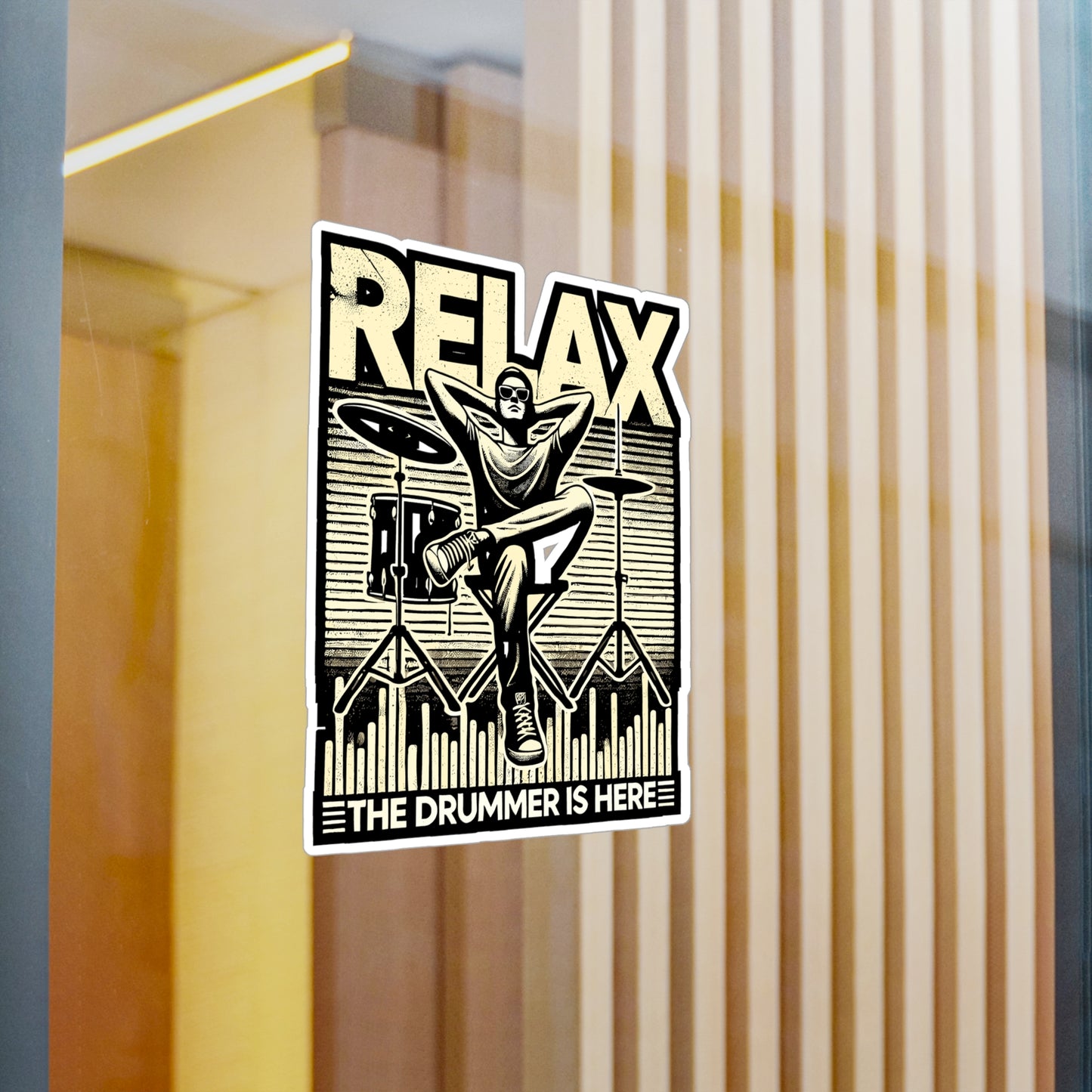Relax The Drummer Is Here - Drummer Sticker for Laptop Sticker. Water Bottle Sticker, Vinyl Drumming Decal - Drummer Gift