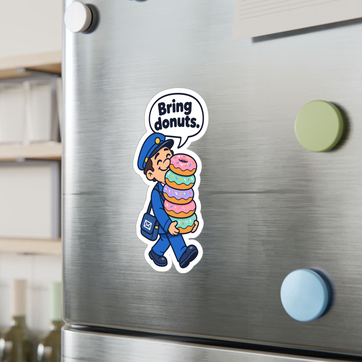Postal Worker Sticker – Bring Donuts Funny Rural Carrier Mailbox Decals for Laptop, Water Bottle, Waterproof Vinyl