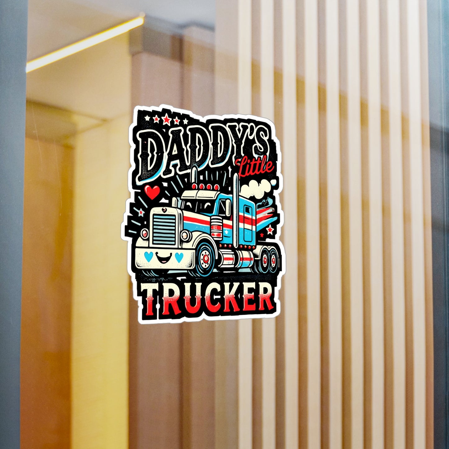 Daddy's Little Trucker - Trucking family Sticker for Laptop Sticker. Water Bottle Sticker, Vinyl Cute trucker Decal - Trucking family Gift