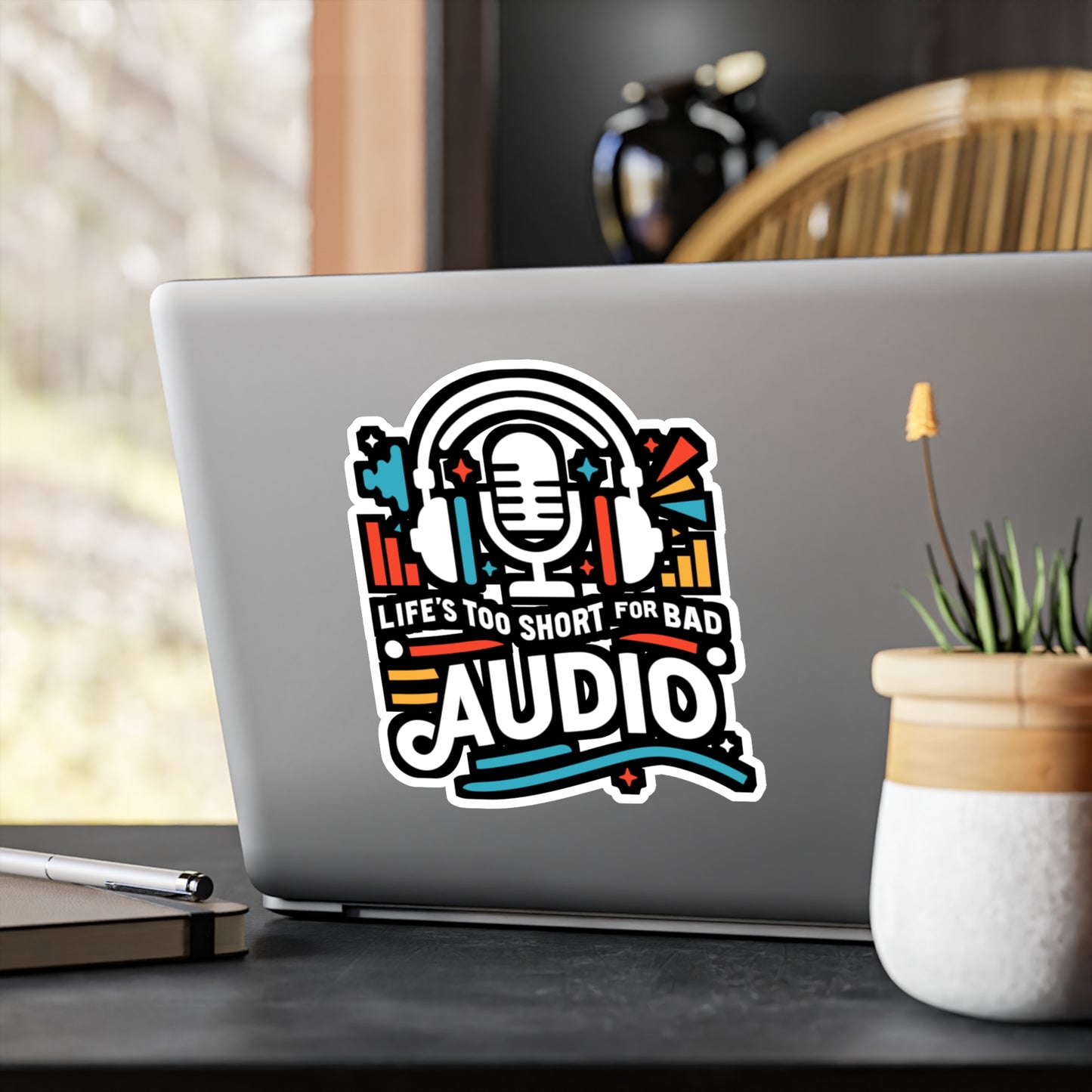Life's too short for bad audio  - Audio-engineer Sticker for Laptop Sticker. Water Bottle Sticker, Vinyl Monitor Decal - Audio-engineer Gift