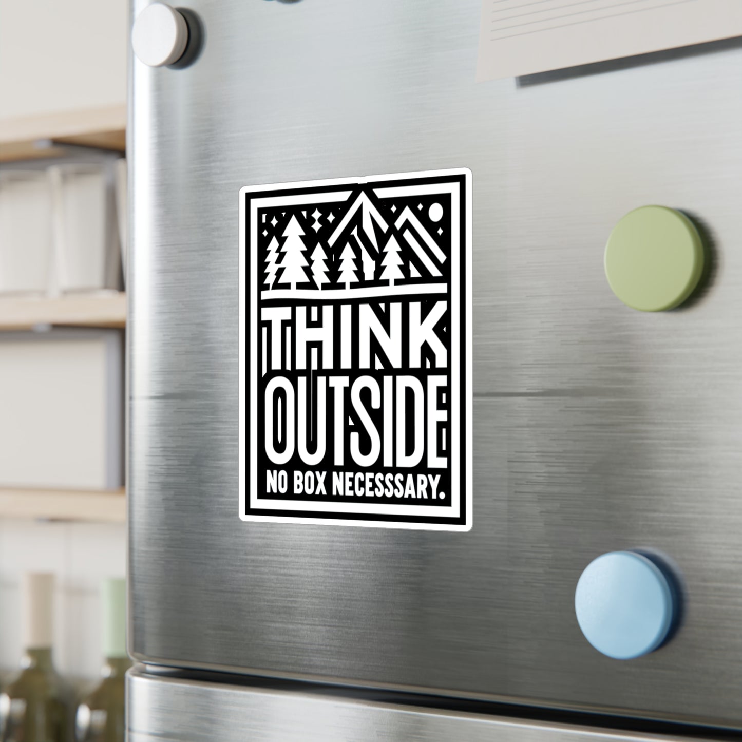 Think outside. No box necessary - Hiking Sticker for Laptop Sticker. Water Bottle Sticker, Vinyl Hiker Decal - Hiking Gift