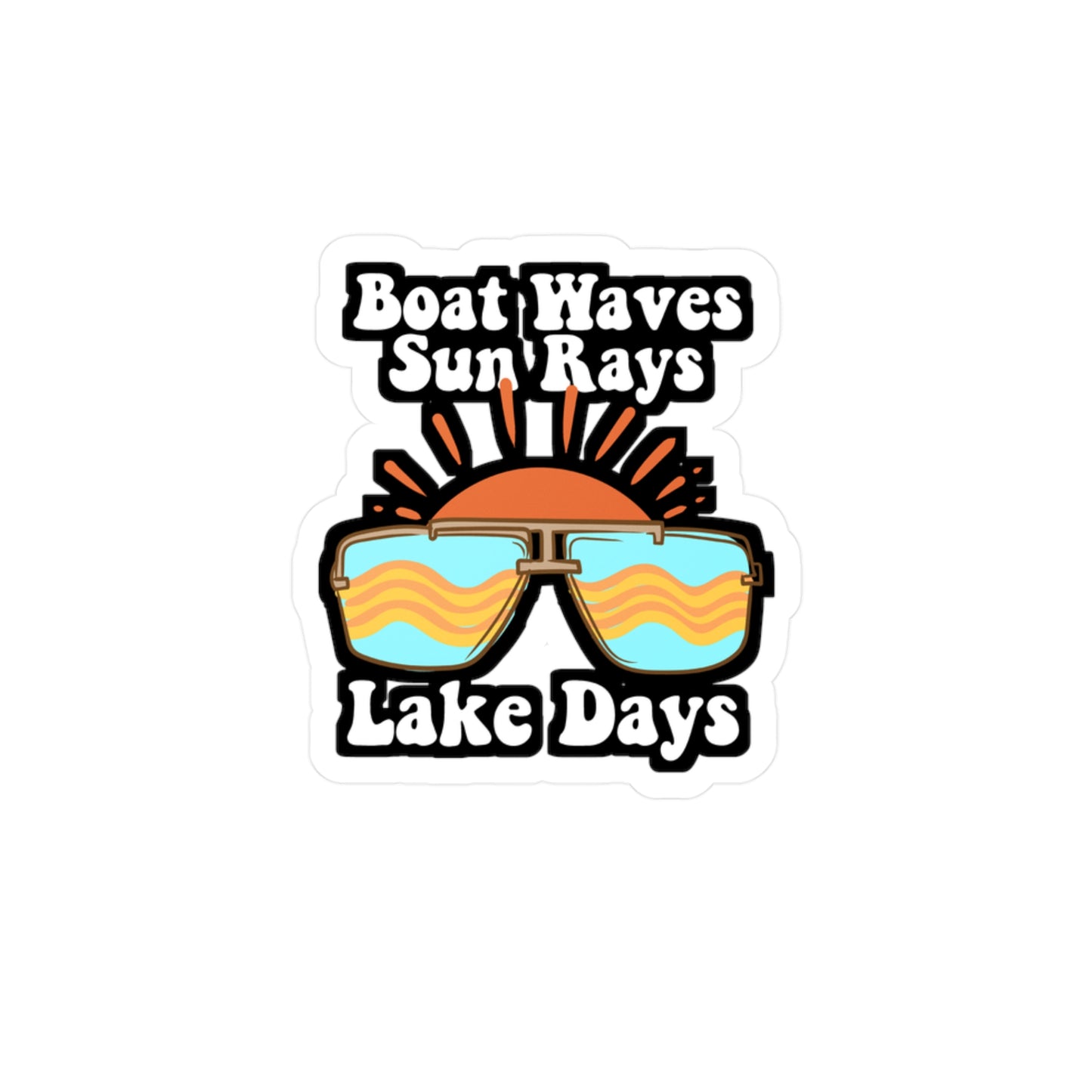 Boat Waves Sun Rays Lake Days - Boating Sticker for Laptop Sticker. Water Bottle Sticker, Vinyl Summer Decal - Boating Gift