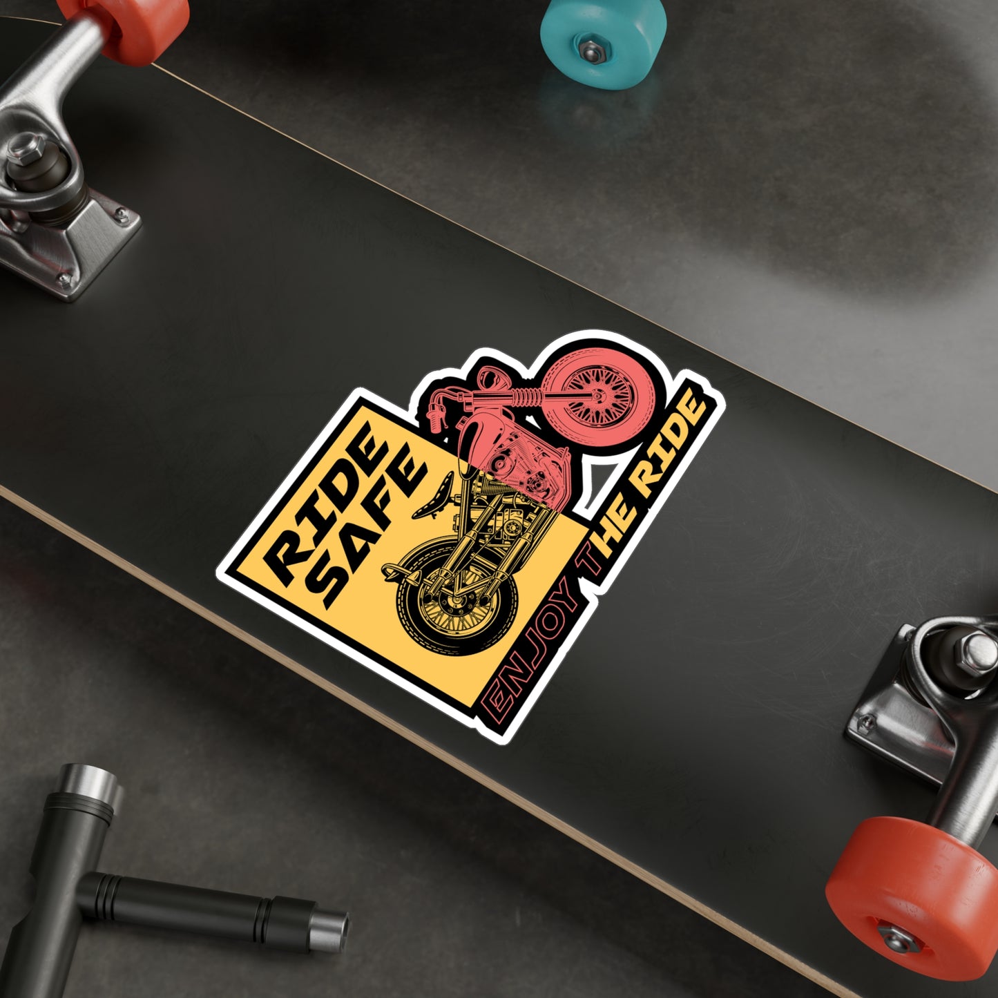 Ride safe enjoy the ride - Motorcycle Sticker for Laptop Sticker. Water Bottle Sticker, Vinyl Biker Decal - Motorcycle Gift