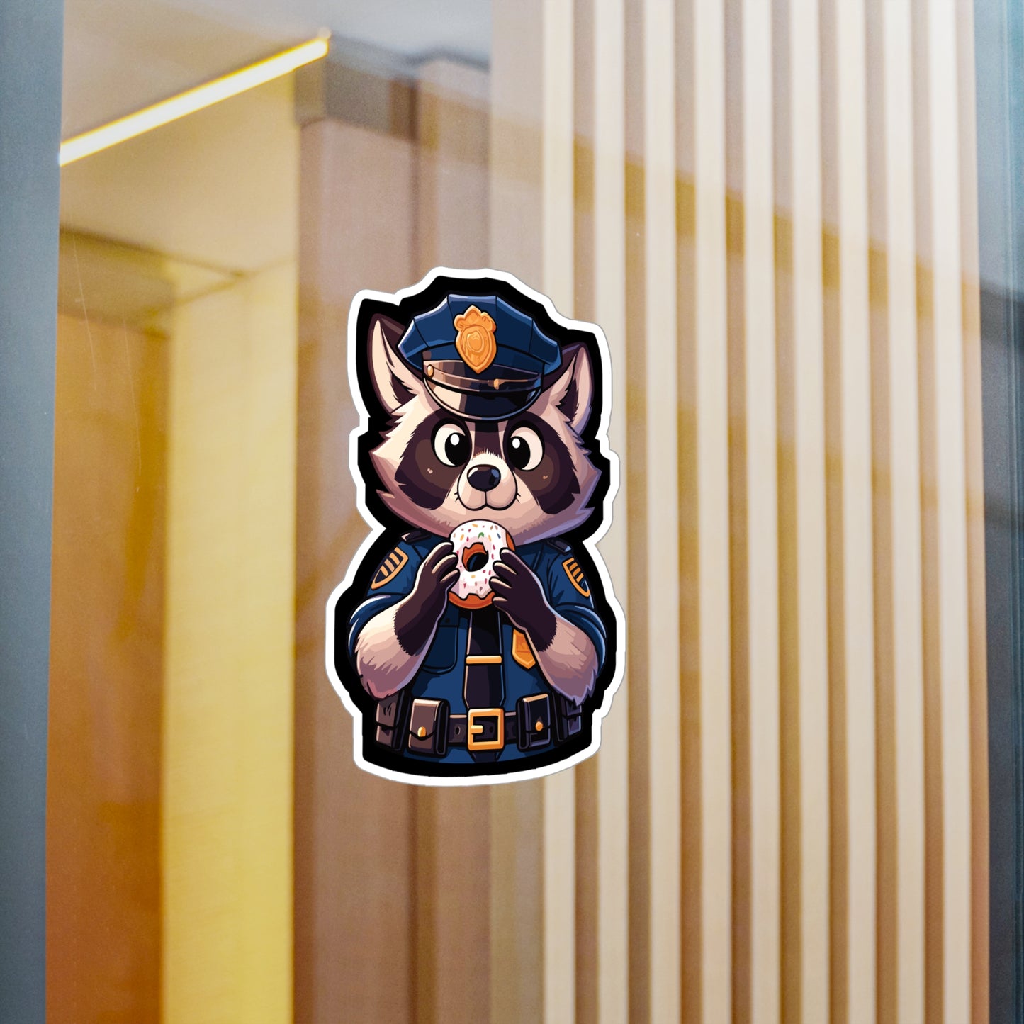 Police Raccoon - Police Sticker for Car Window Wall Laptop Sticker. Water Bottle Sticker, Vinyl Donut Decal, Resist Sticker - Police Gift