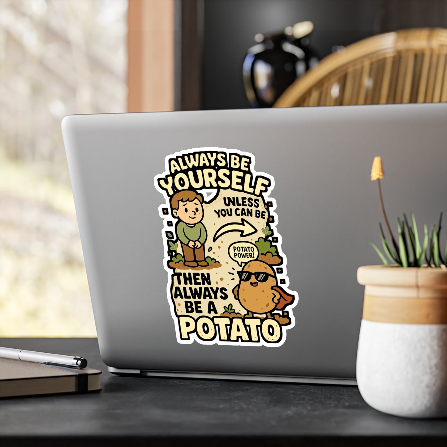 Always Be Yourself Unless You Can Be A Potato Then Always Be A Potato - Potato Sticker for Laptop, Water Bottle, Funny Gift for Friends & Veggie Lovers