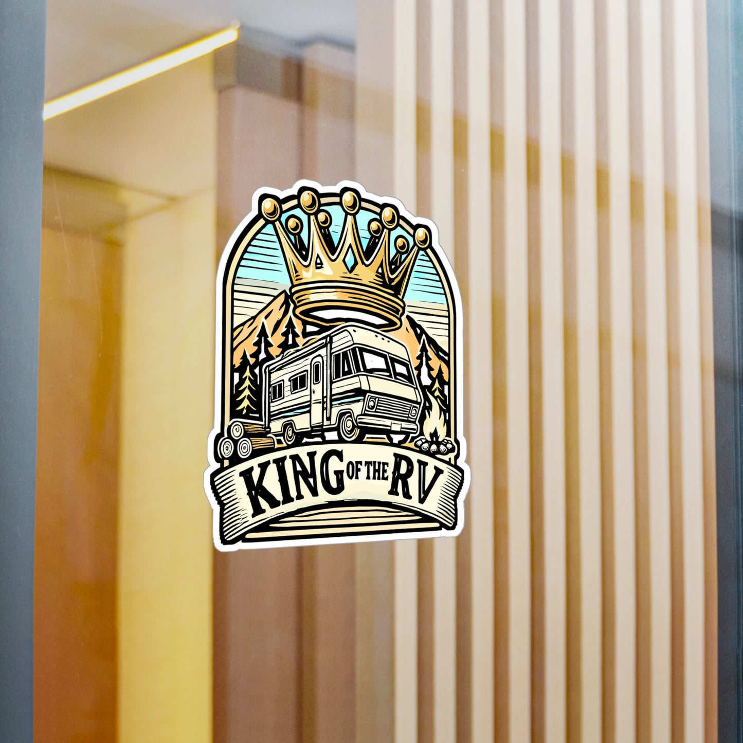 King of the RV – Vinyl Camping Decal for Car Window, Laptop & Water Bottle | RV Gift, Campfire Sticker, Outdoor Adventure