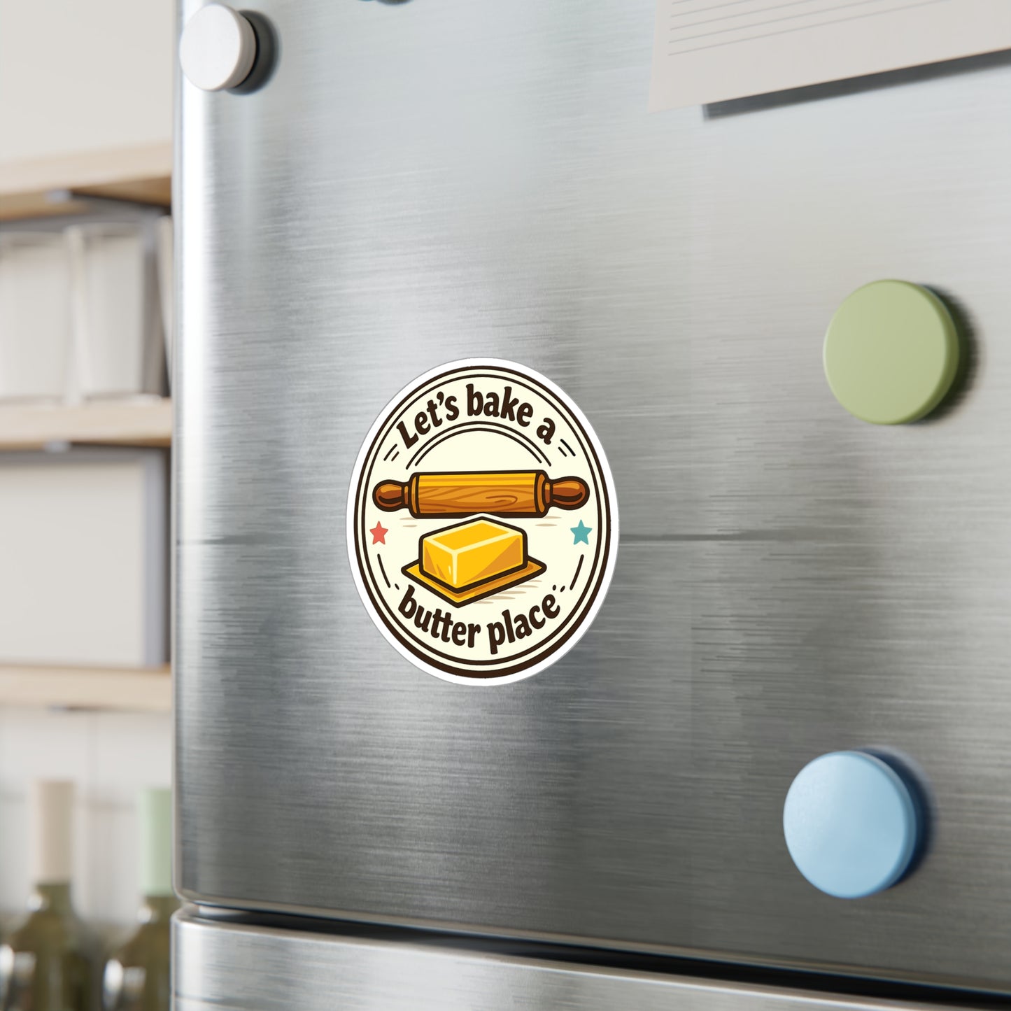 Baking Sticker Let’s bake a butter place Funny Sourdough Baker Design Waterproof Vinyl sticker decals for Laptop Water Bottle
