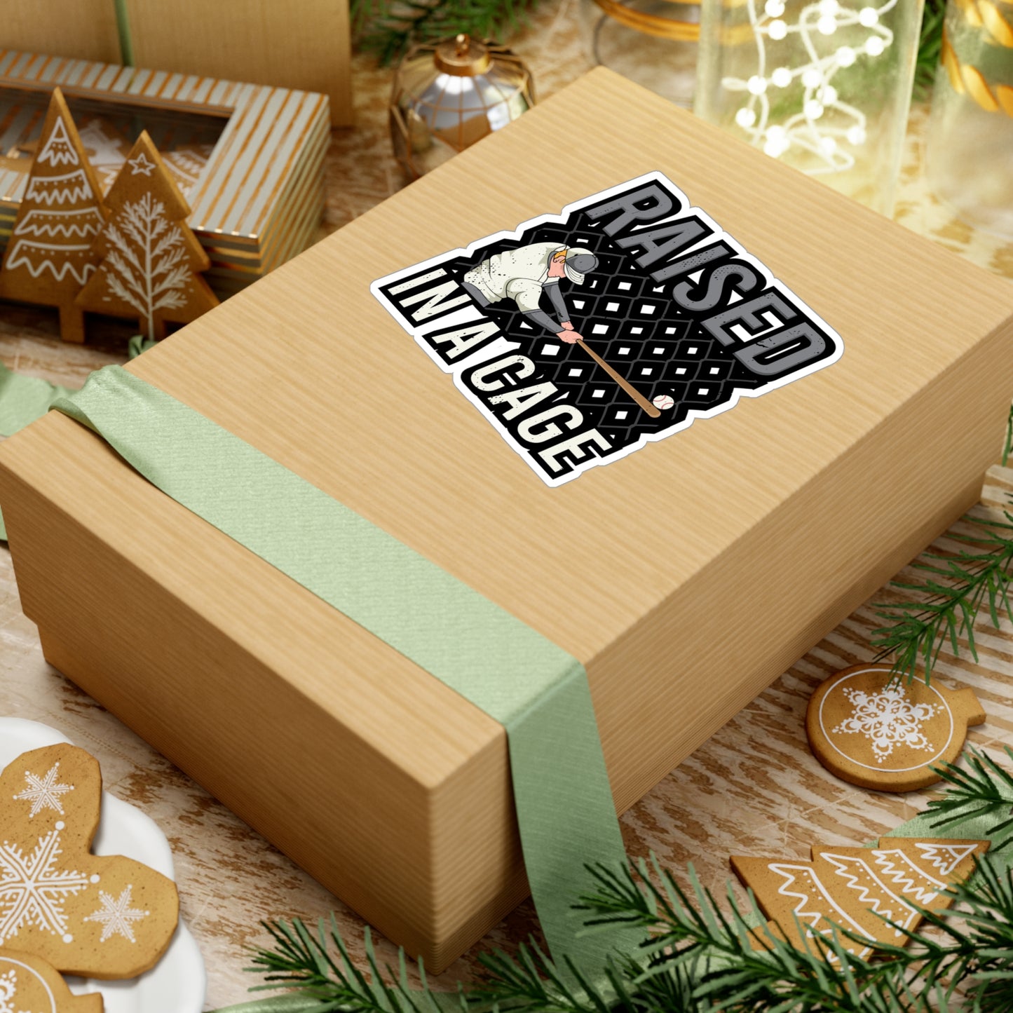 Raised In a Cage Baseball - Baseball Sticker for Laptop Sticker. Water Bottle Sticker, Vinyl Softball Decal - Baseball Gift